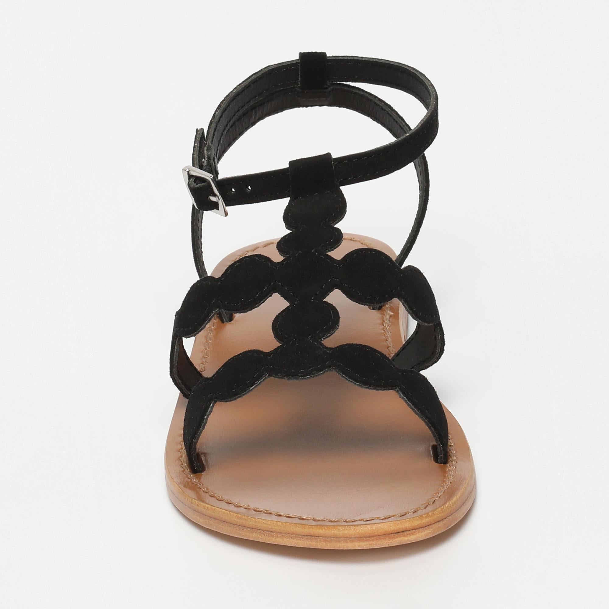 THUJA sandales en cuir noir