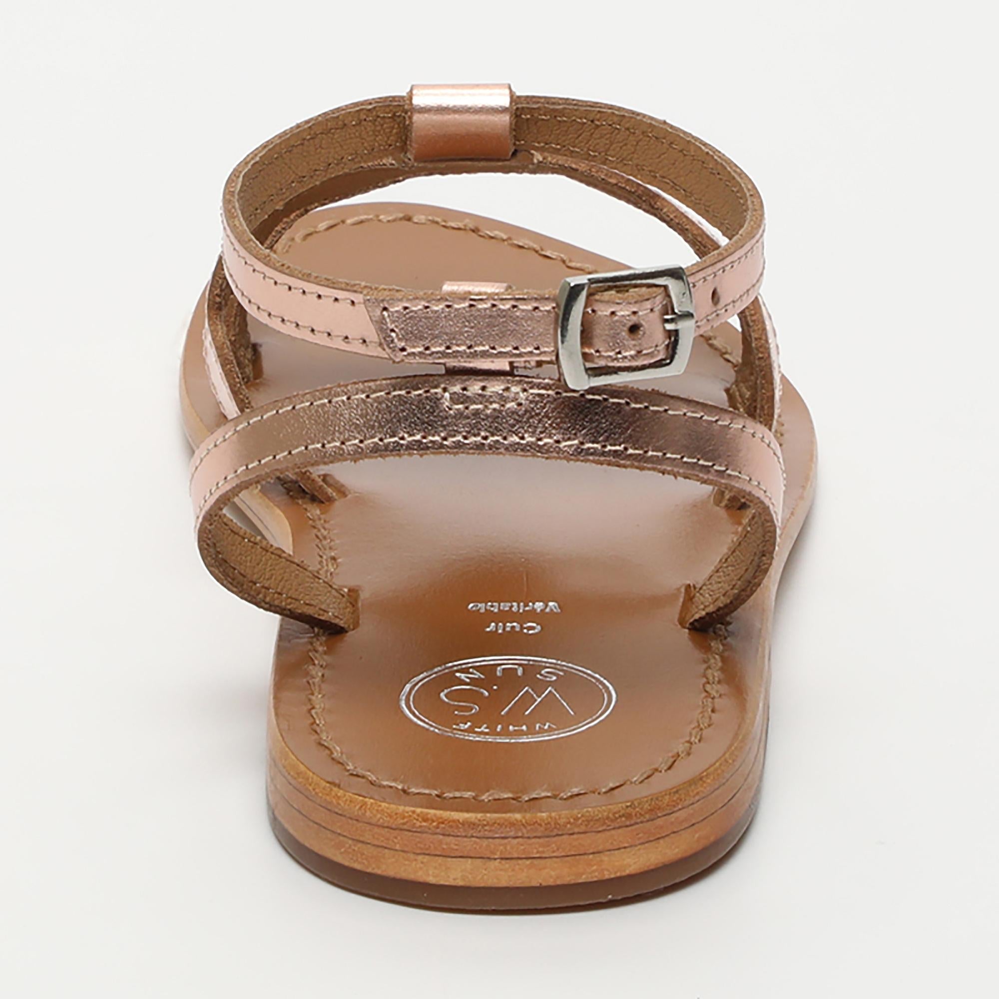 THUJA sandales en cuir or rose