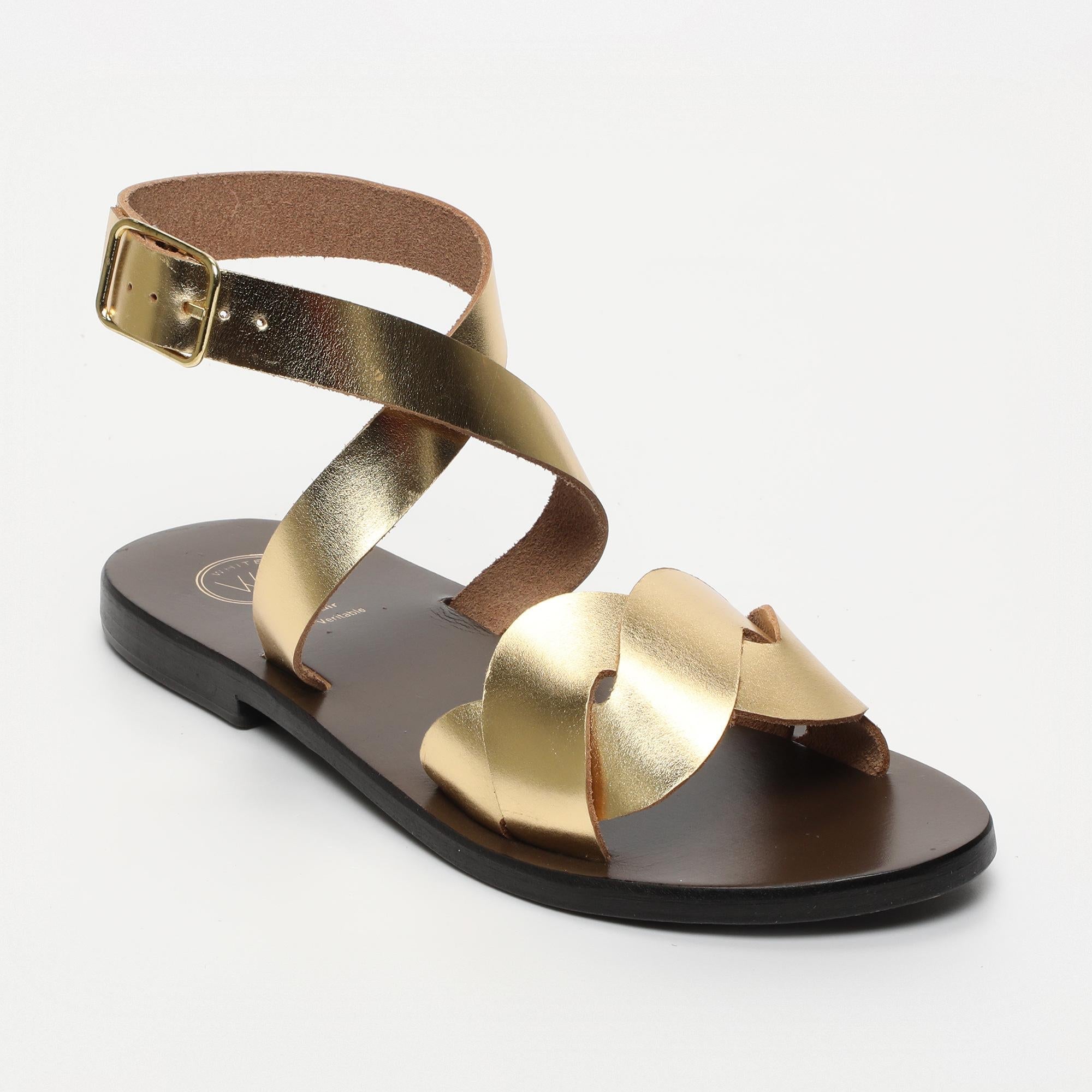 TALYA sandales en cuir or foncé