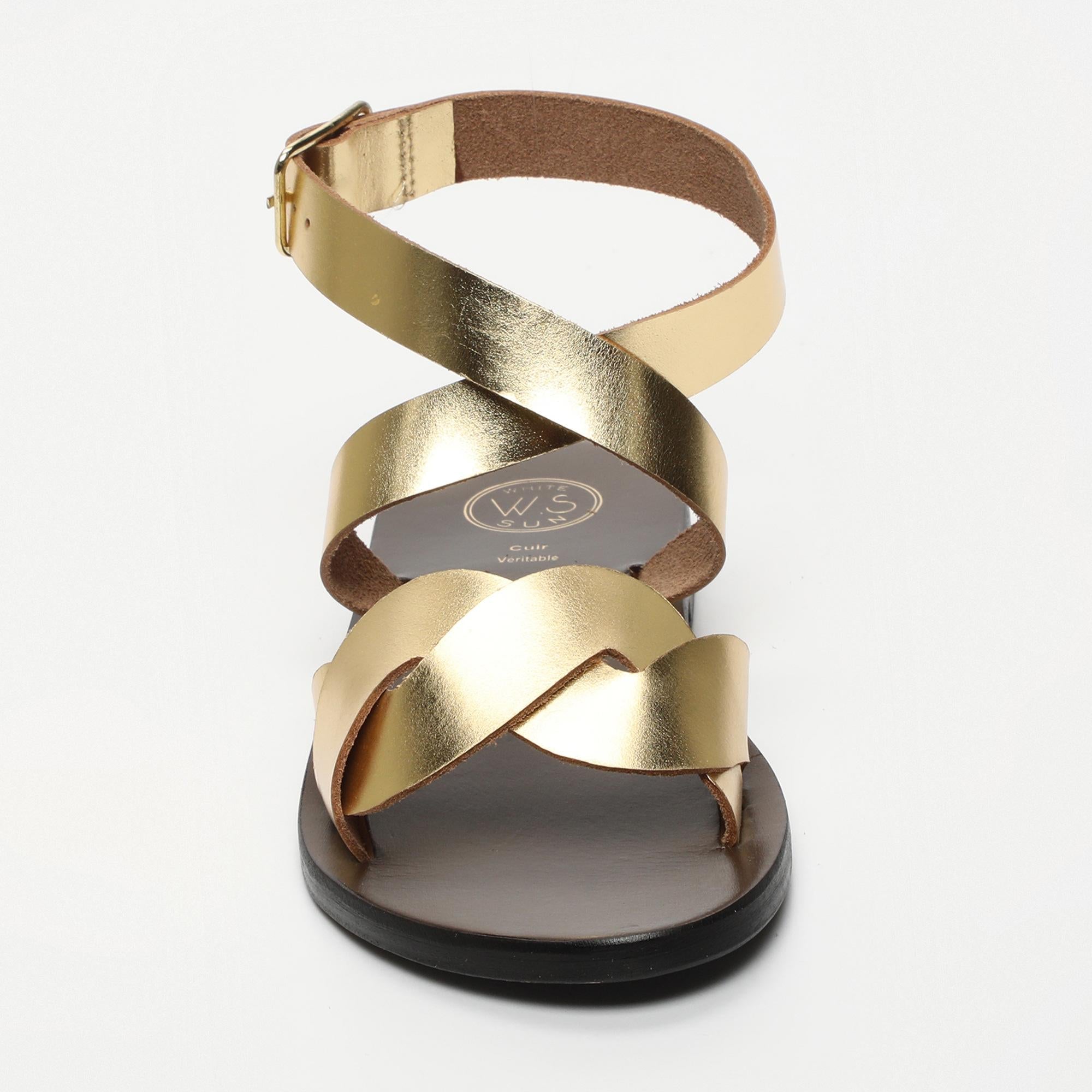 TALYA sandales en cuir or foncé