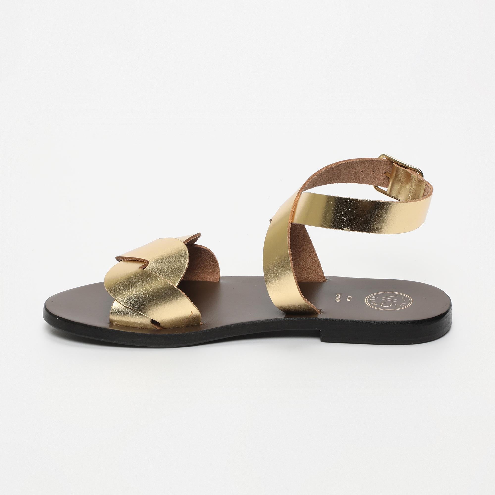 TALYA sandales en cuir or foncé