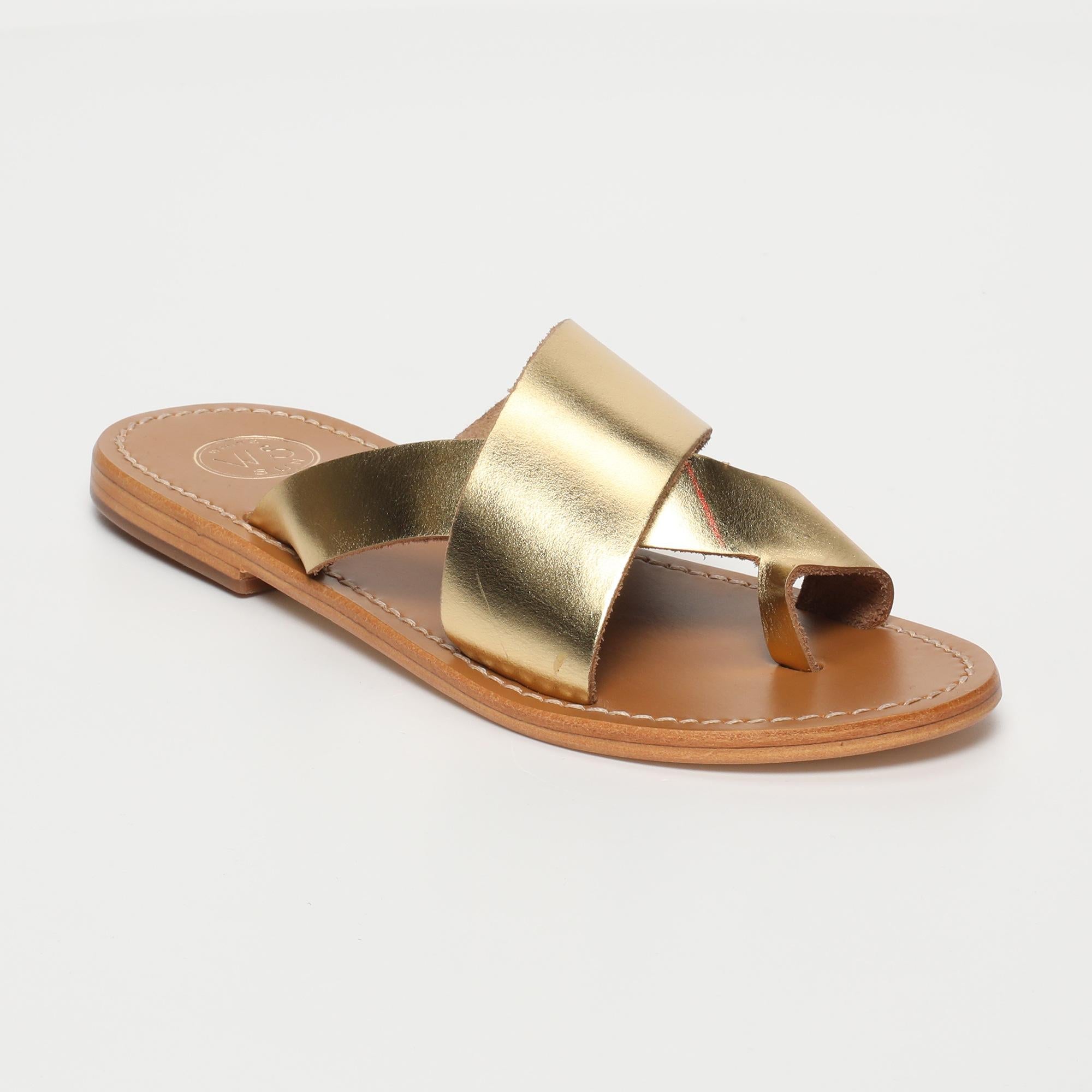 TAMAR mules entre doigt en cuir or foncé