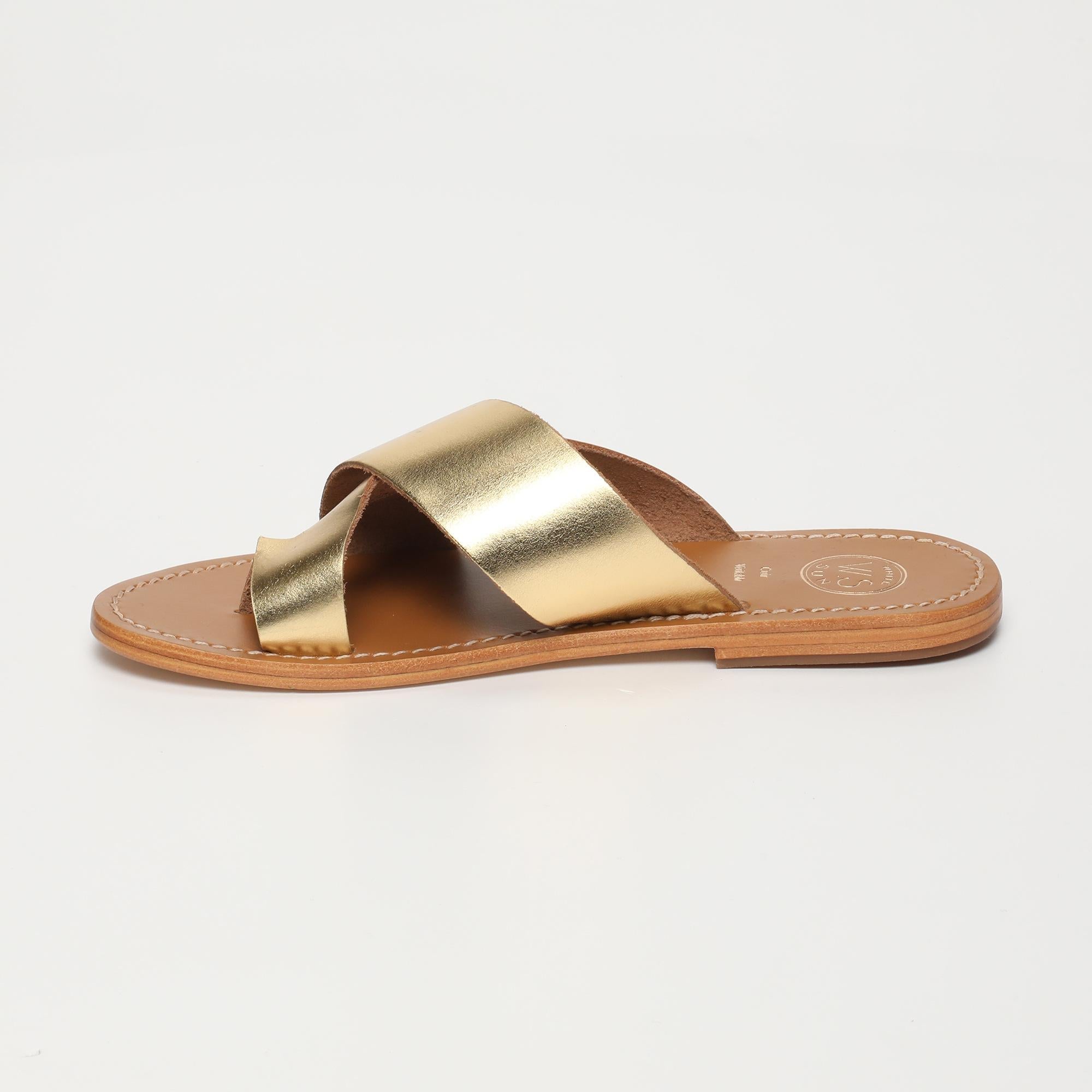 TAMAR mules entre doigt en cuir or foncé