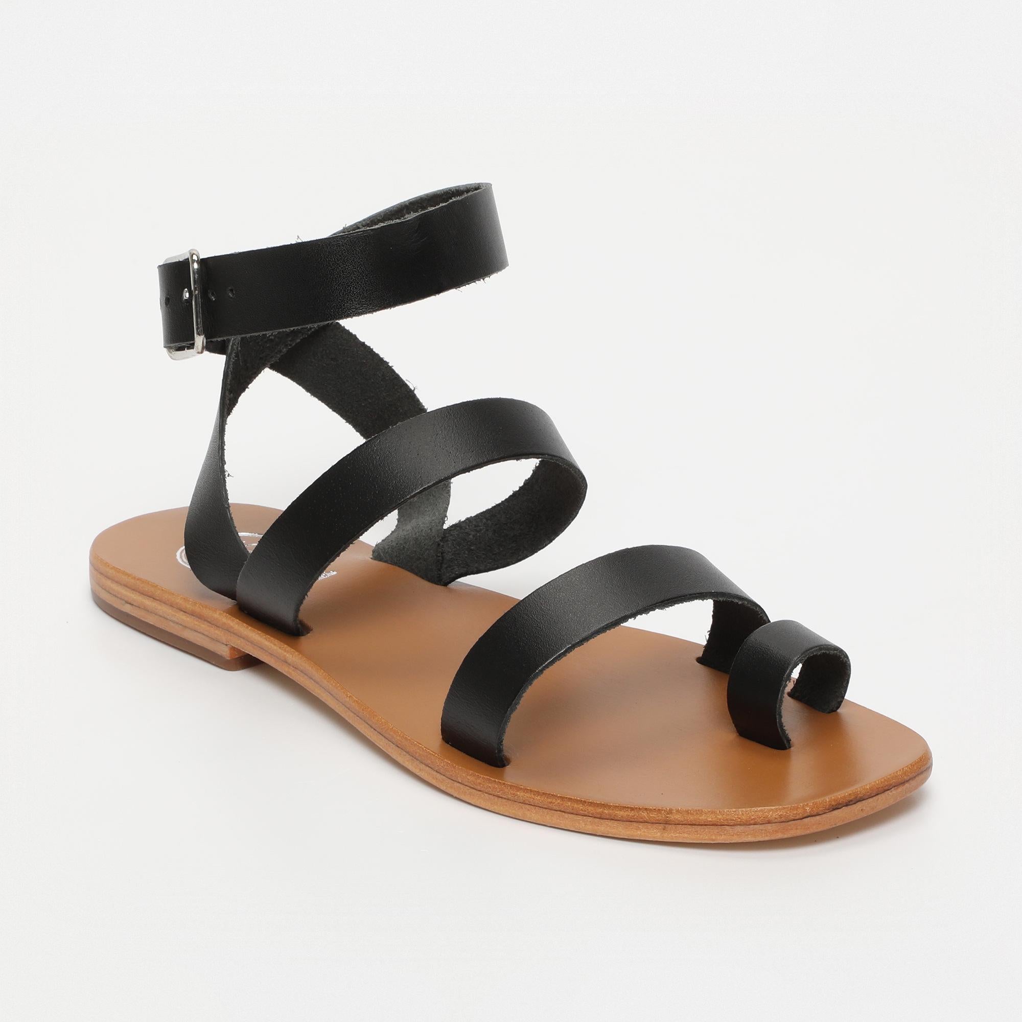 TANNER sandales bracelet de cheville en cuir noir