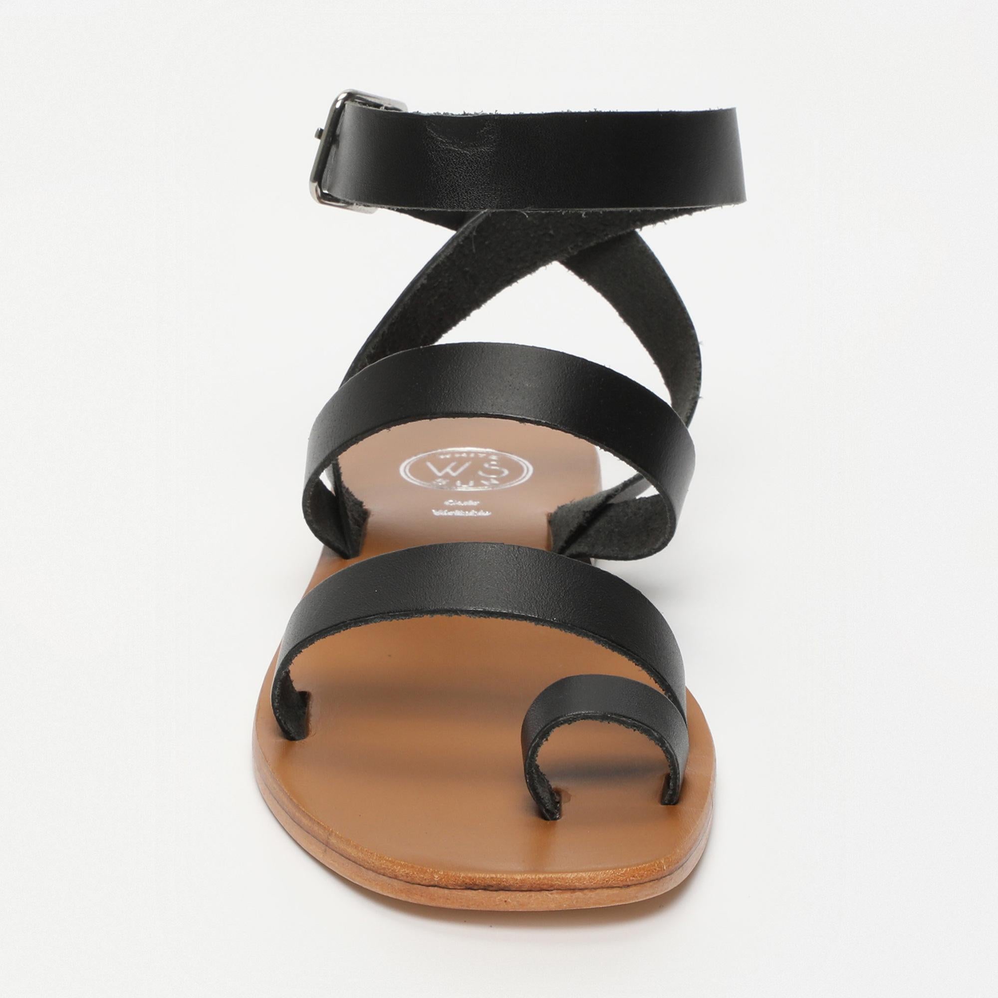 TANNER sandales bracelet de cheville en cuir noir