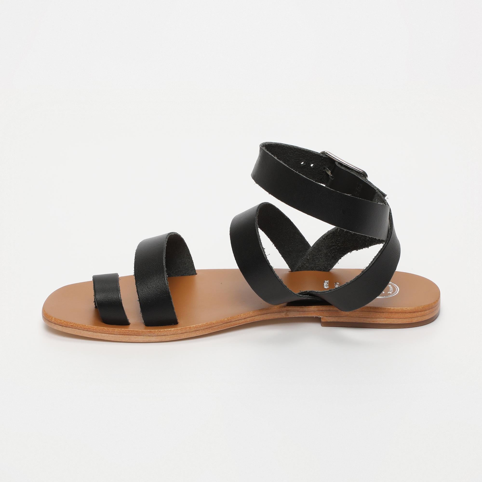 TANNER sandales bracelet de cheville en cuir noir