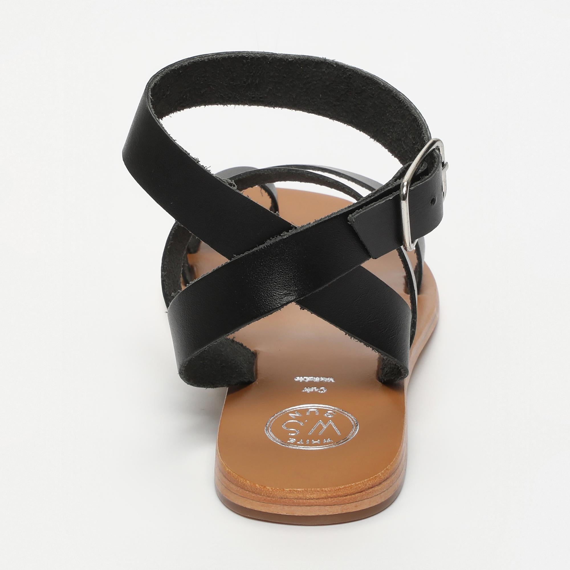 TANNER sandales bracelet de cheville en cuir noir