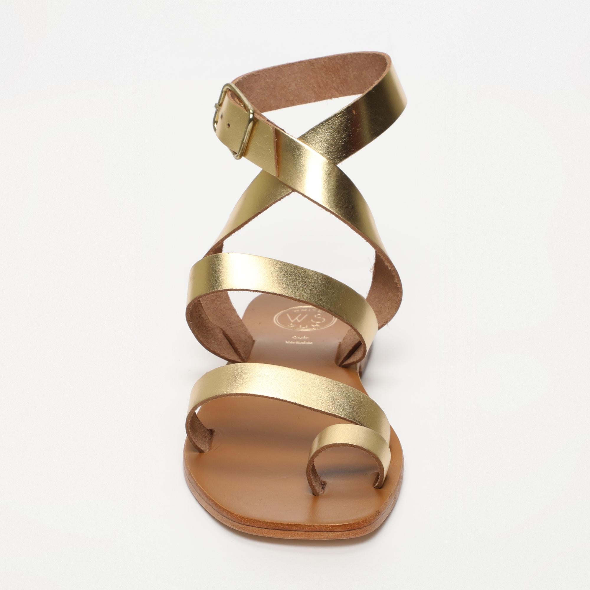 TANNER sandales bracelet de cheville en cuir or foncé
