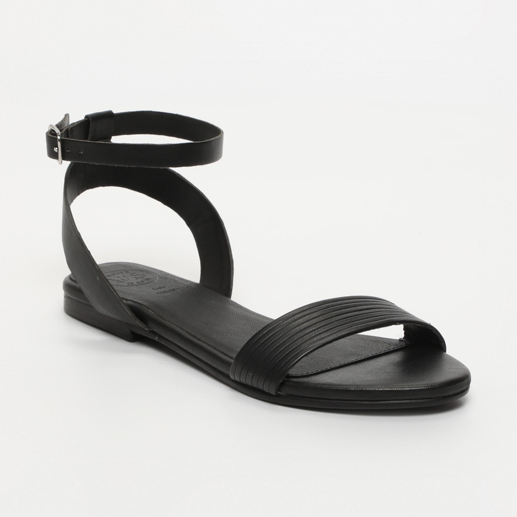 TAYLIN sandales bracelet de cheville en cuir noir