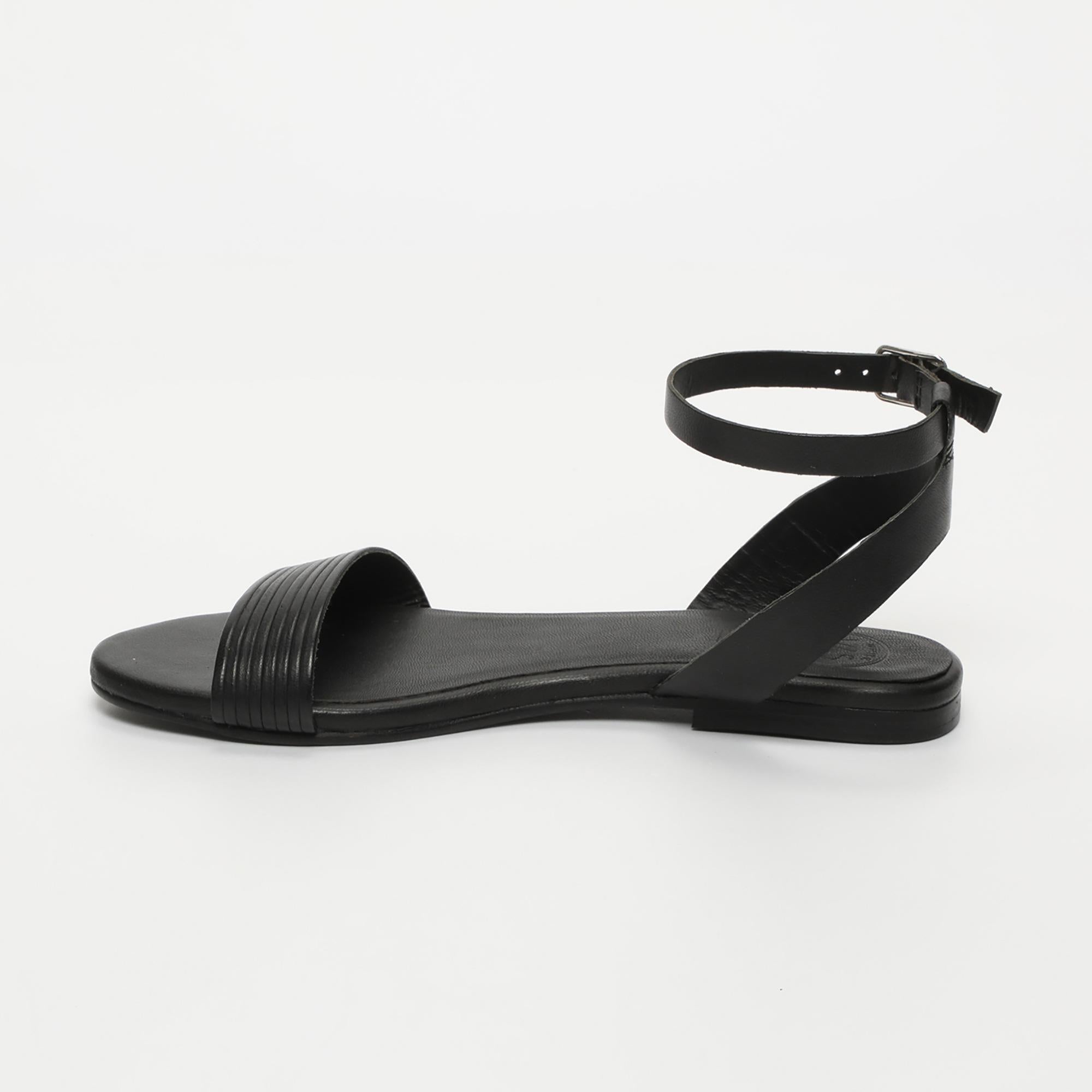 TAYLIN sandales bracelet de cheville en cuir noir