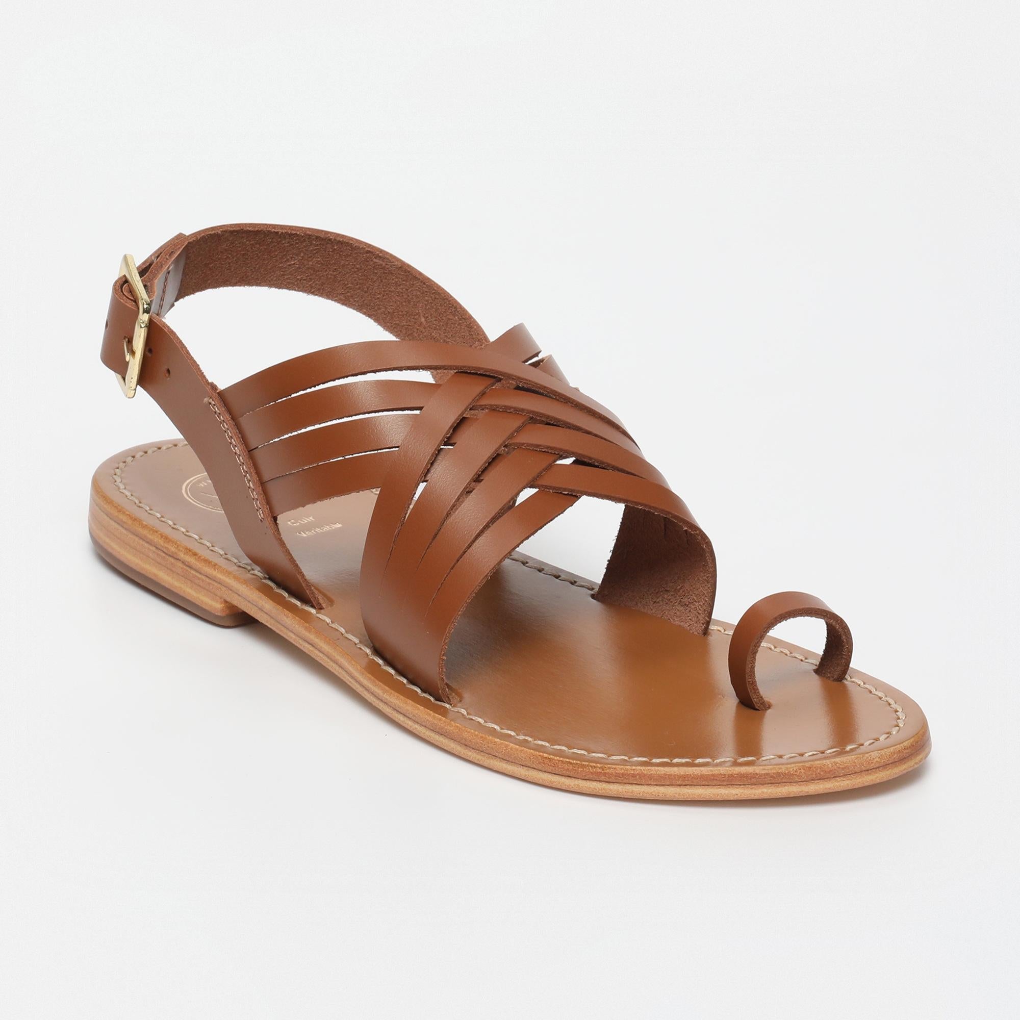TEAGHAN sandales entre doigt en cuir camel