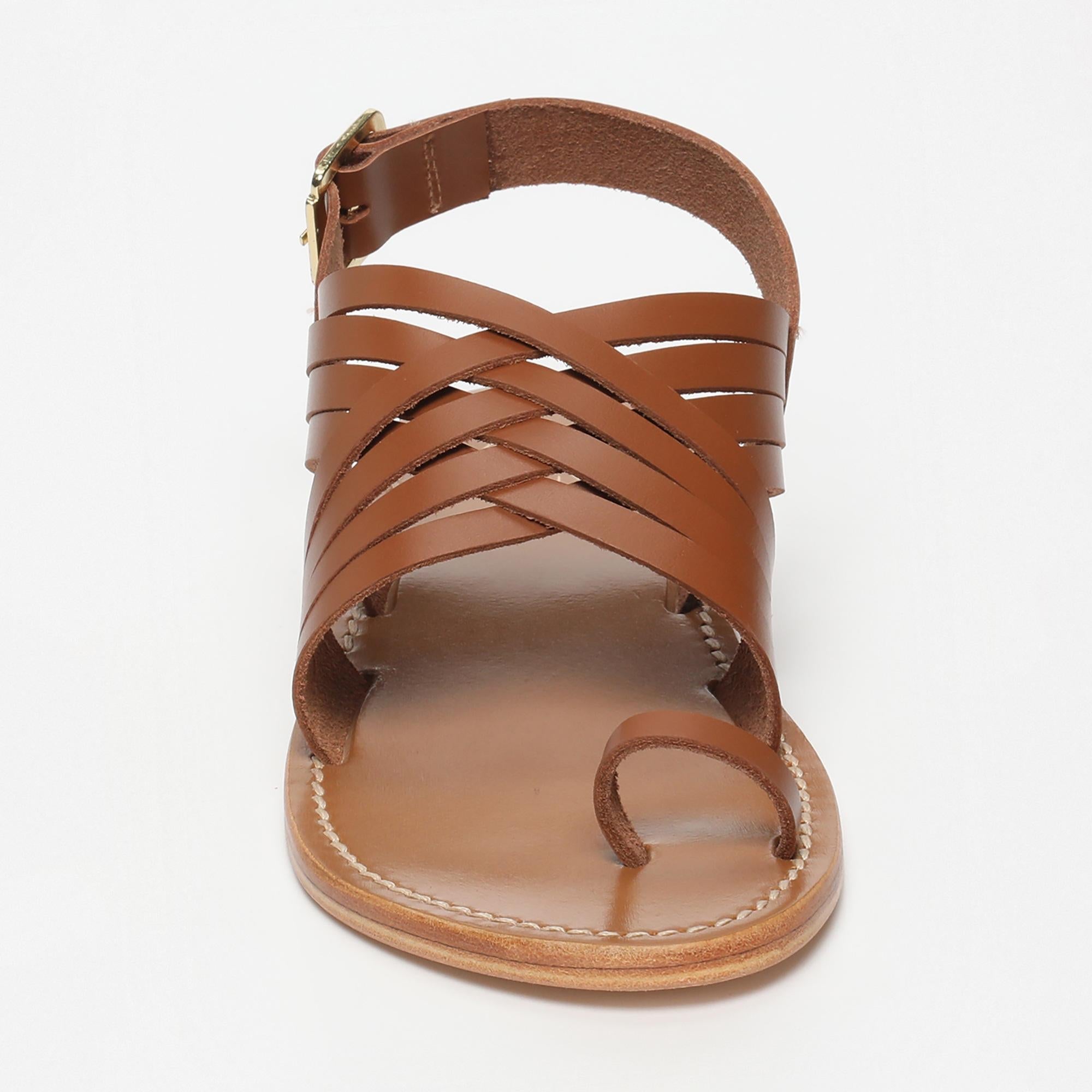 TEAGHAN sandales entre doigt en cuir camel
