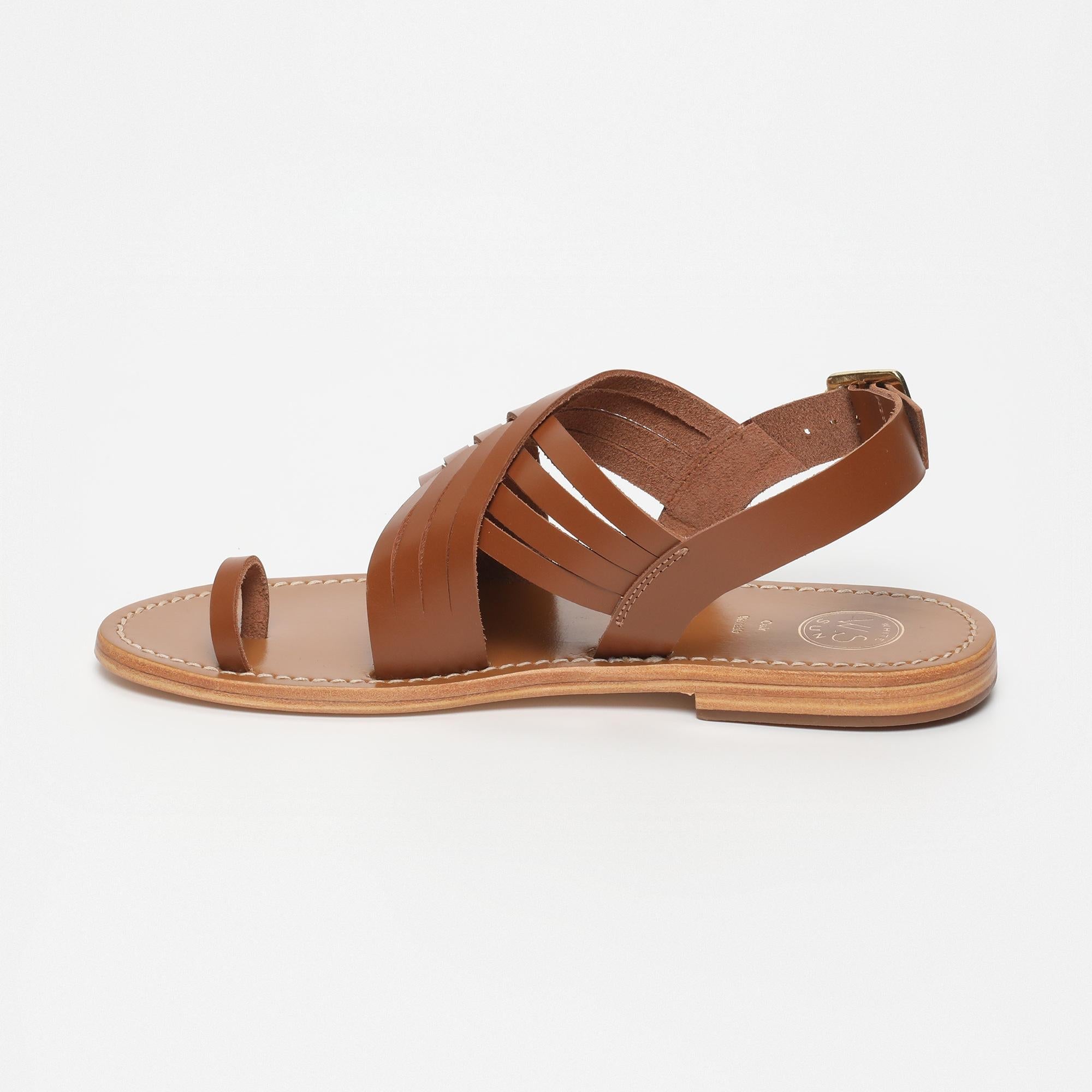 TEAGHAN sandales entre doigt en cuir camel