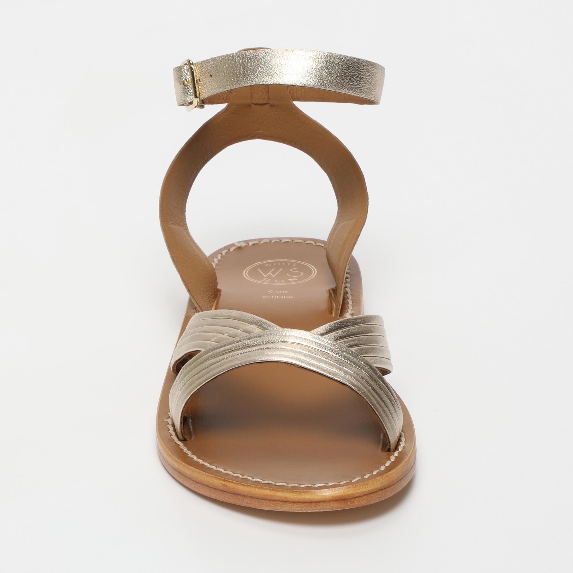 TERRI sandales bracelet de cheville en cuir platine