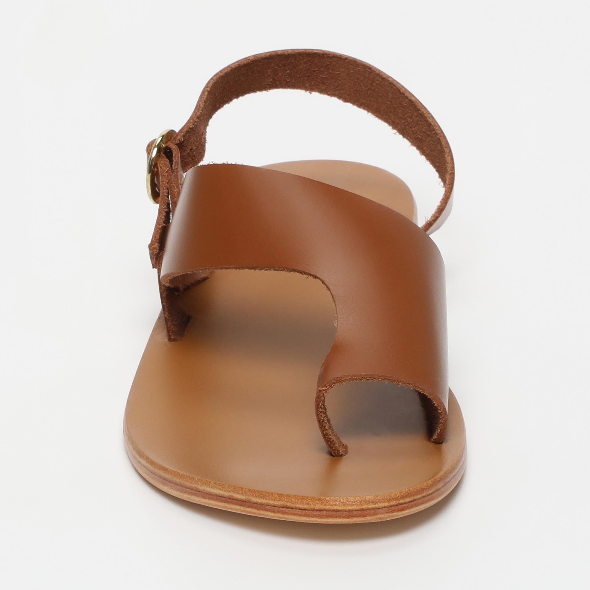 TEYANA sandales entre doigt en cuir camel