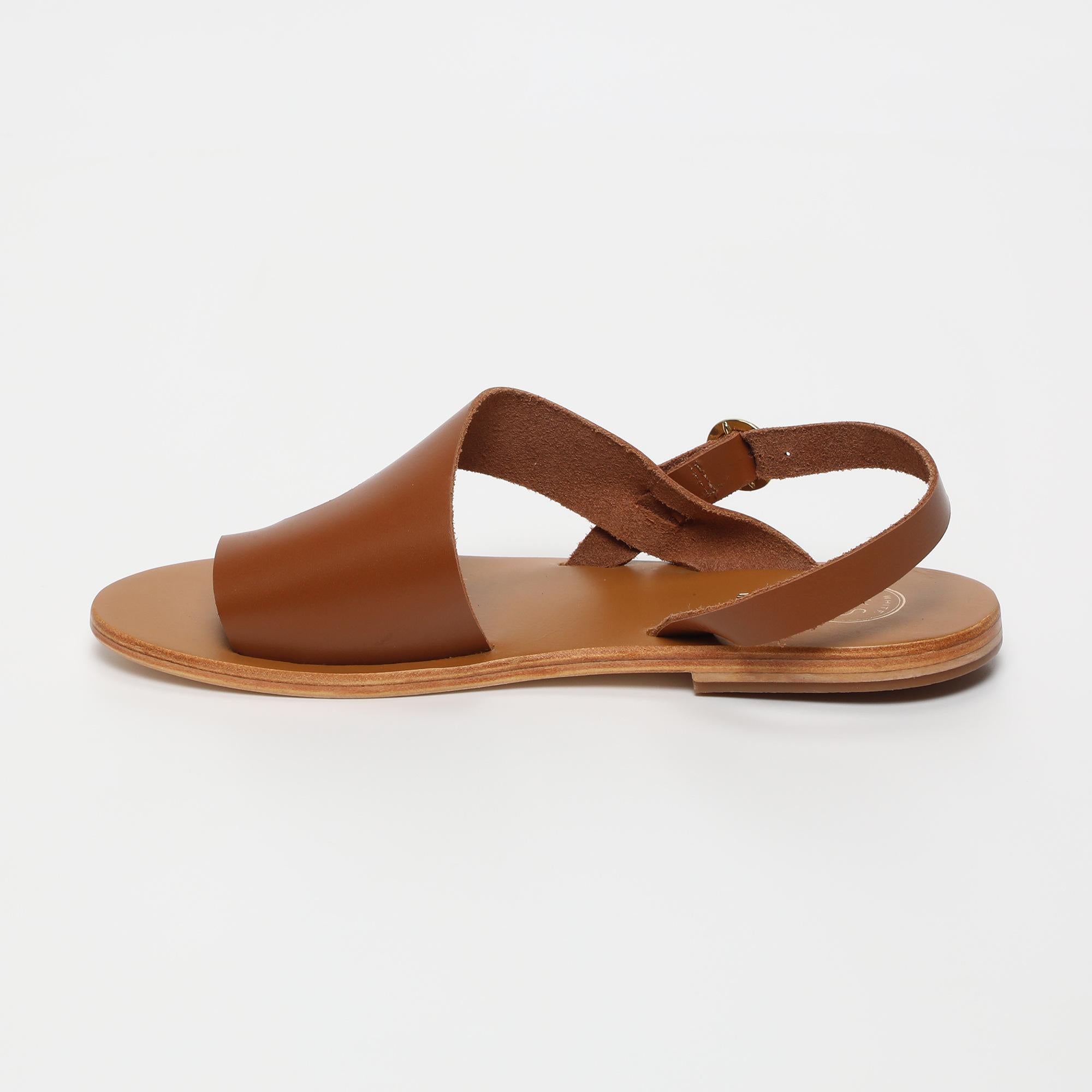TEYANA sandales entre doigt en cuir camel
