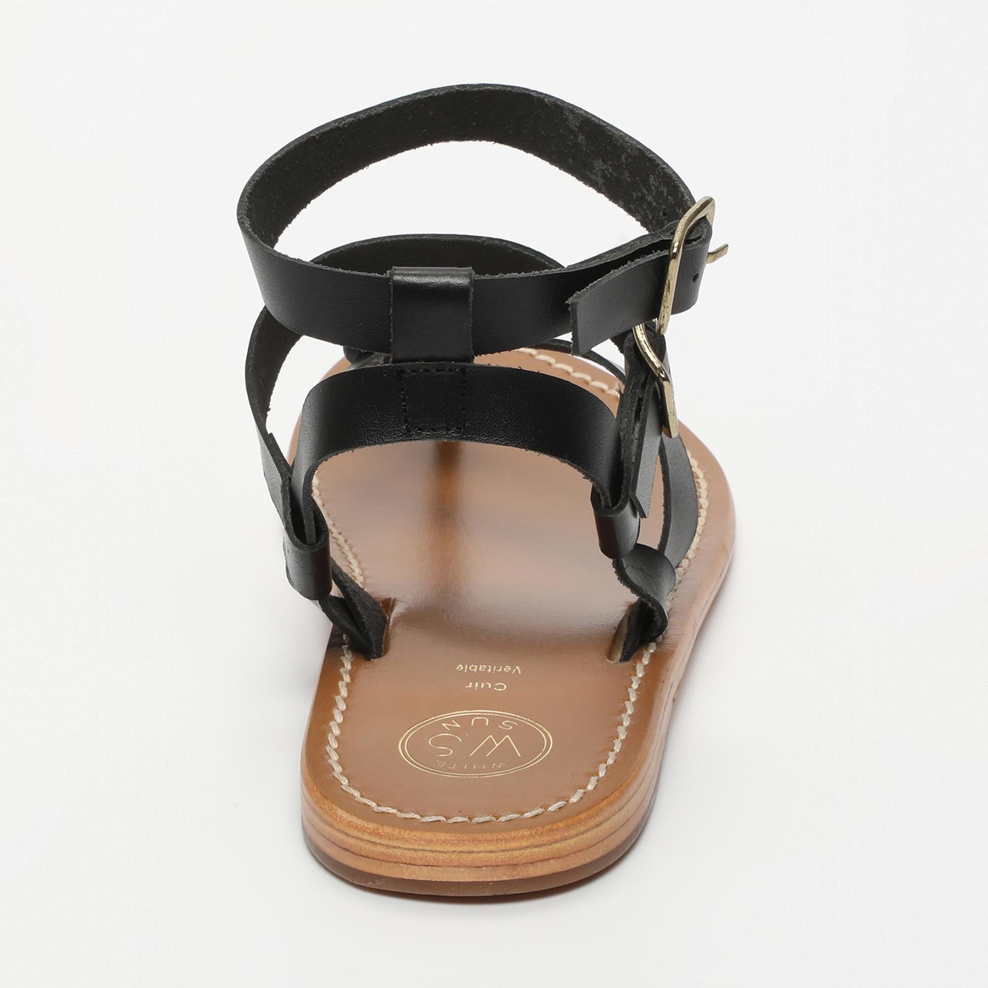 THEA sandales entre doigt bracelet de cheville en cuir noir