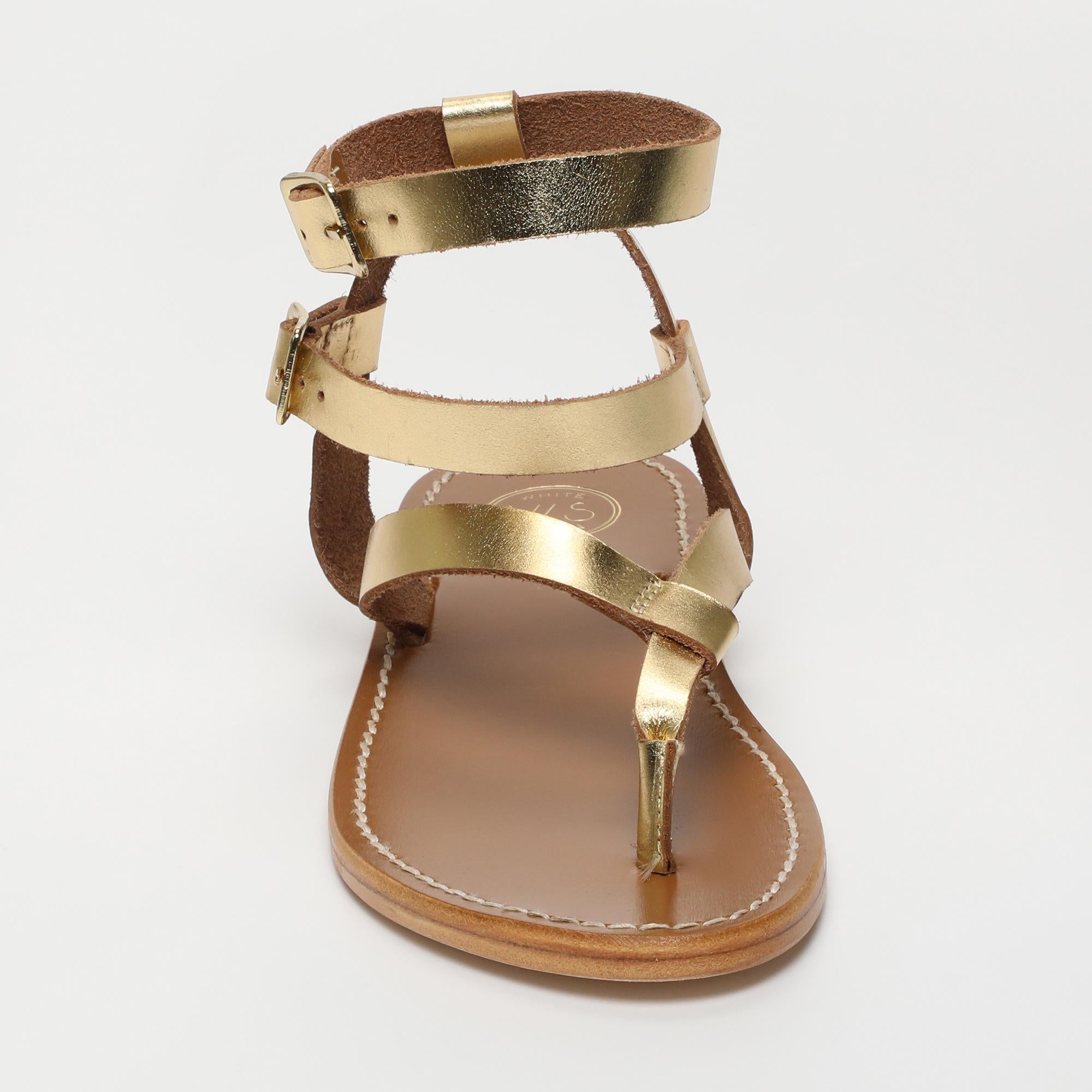 THEA sandales entre doigt bracelet de cheville en cuir or foncé
