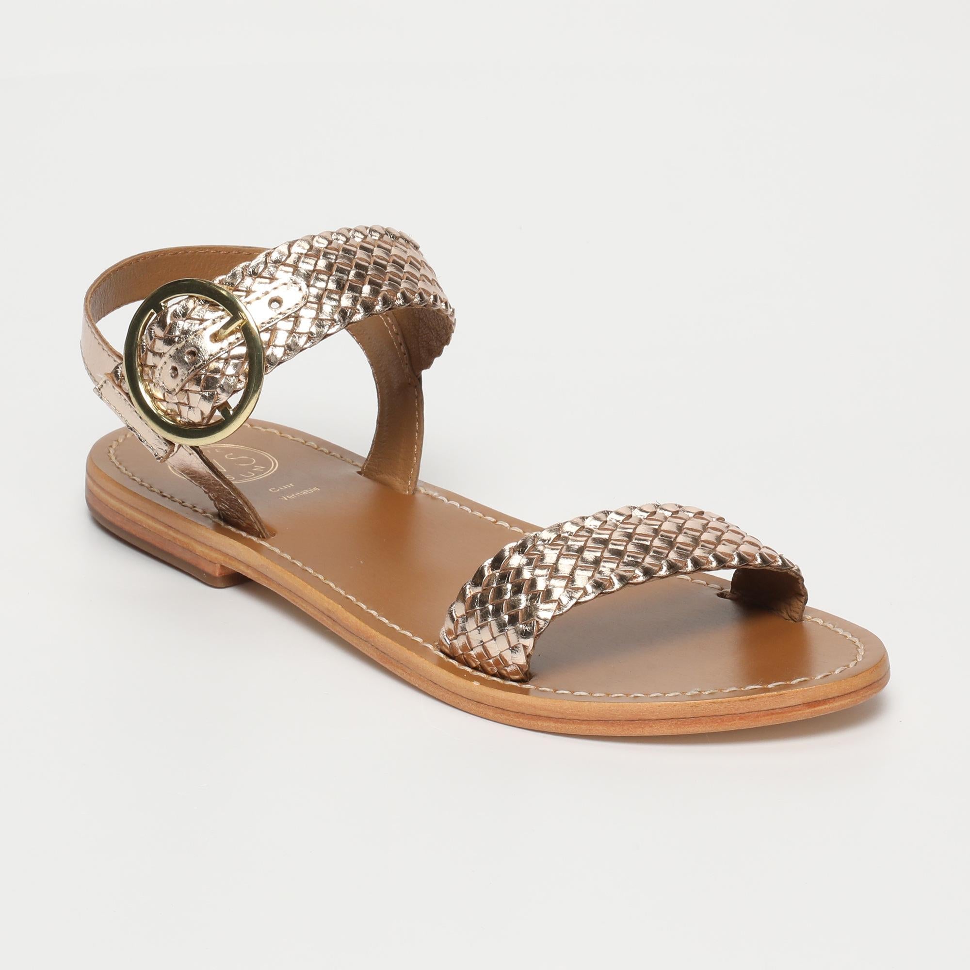 TIFFANY sandales tresse en cuir or