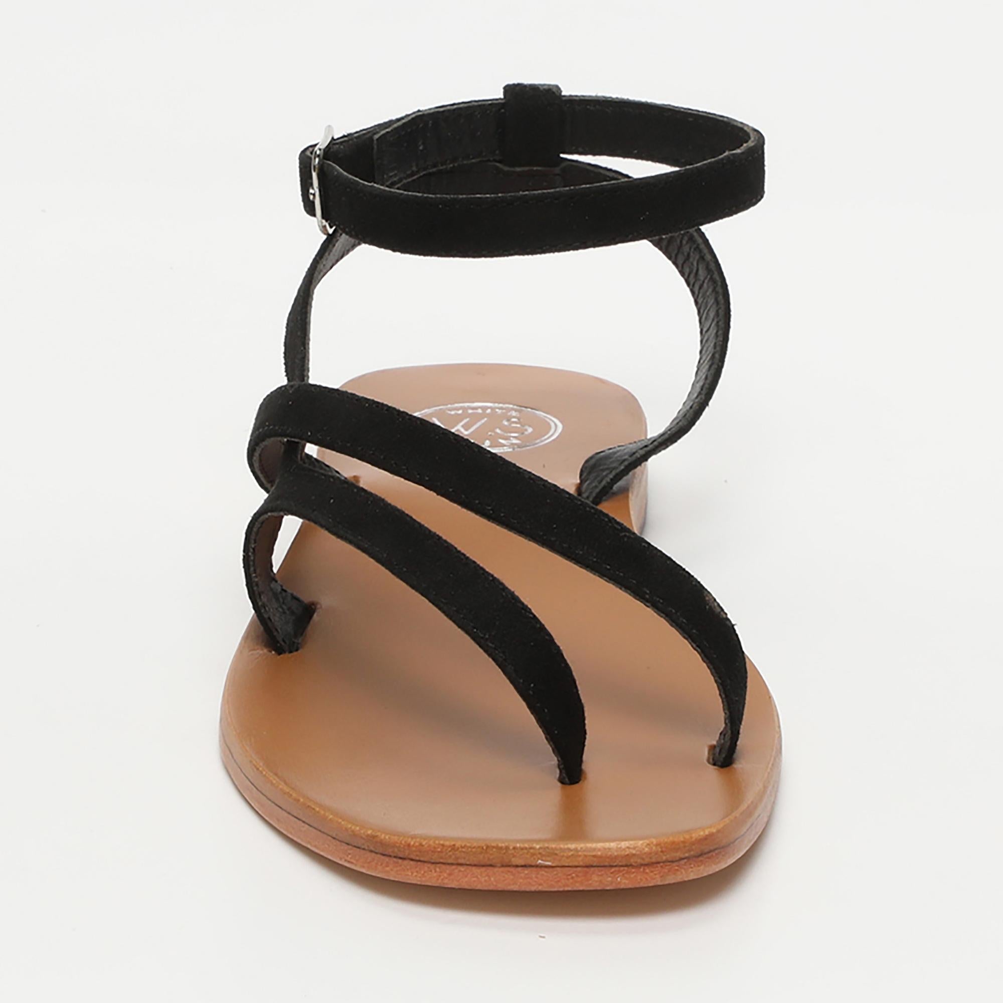 TINLEY sandales entre doigt bracelet de cheville en cuir noir