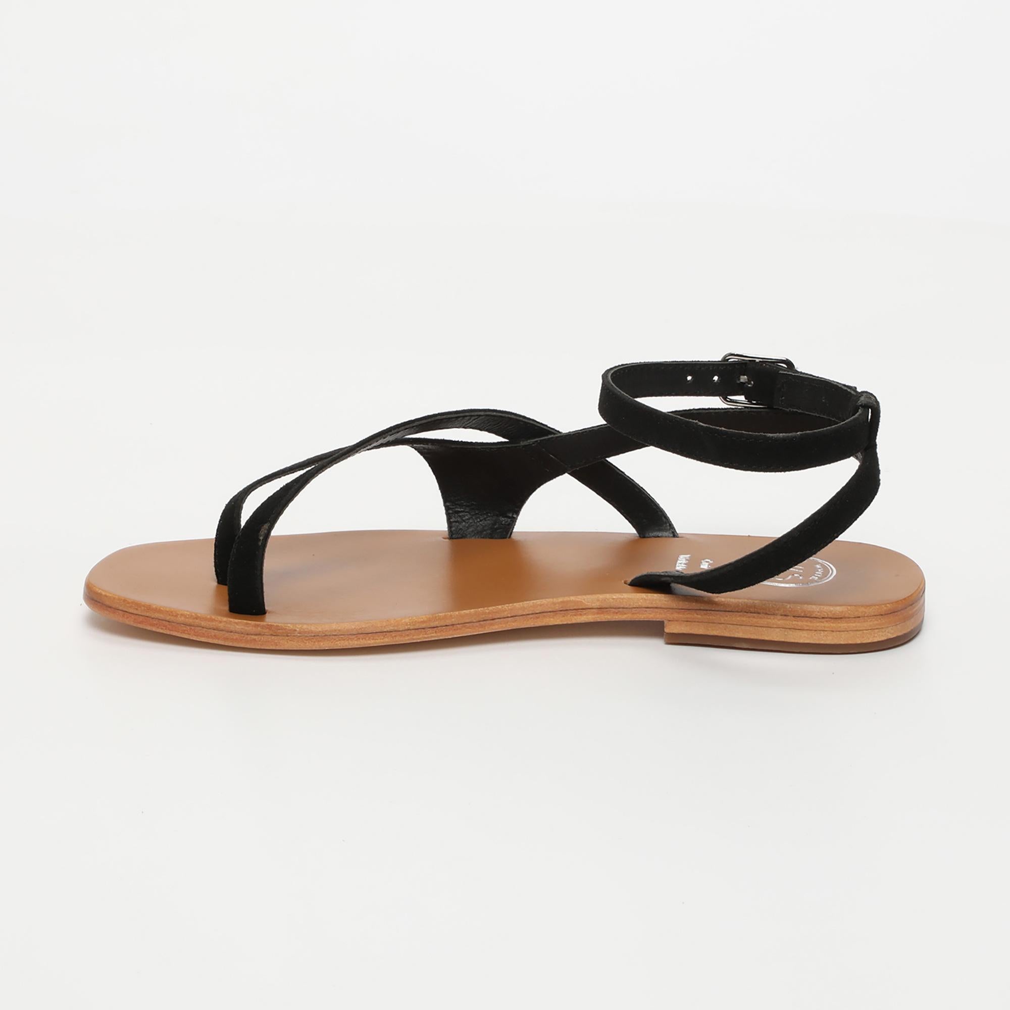 TINLEY sandales entre doigt bracelet de cheville en cuir noir