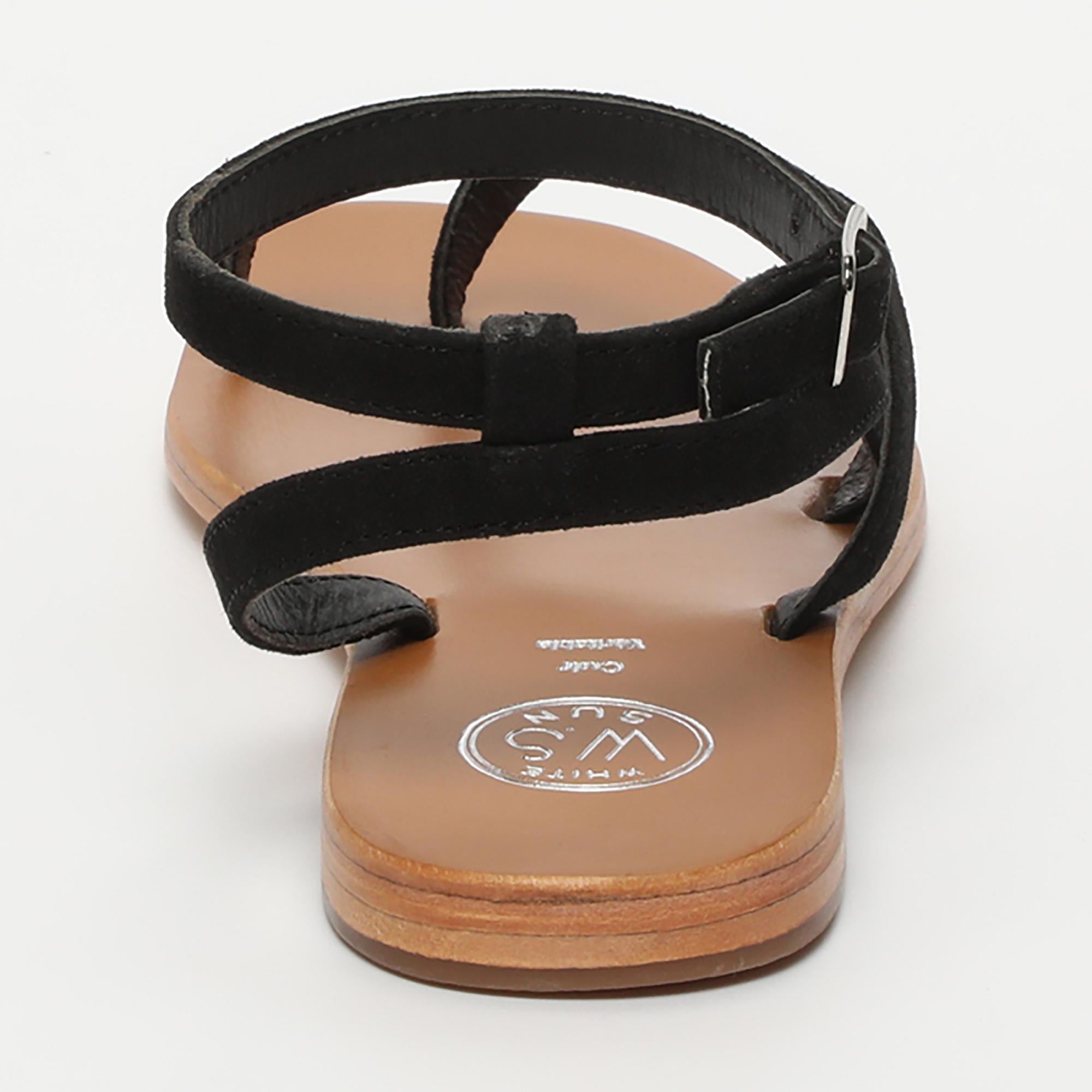 TINLEY sandales entre doigt bracelet de cheville en cuir noir