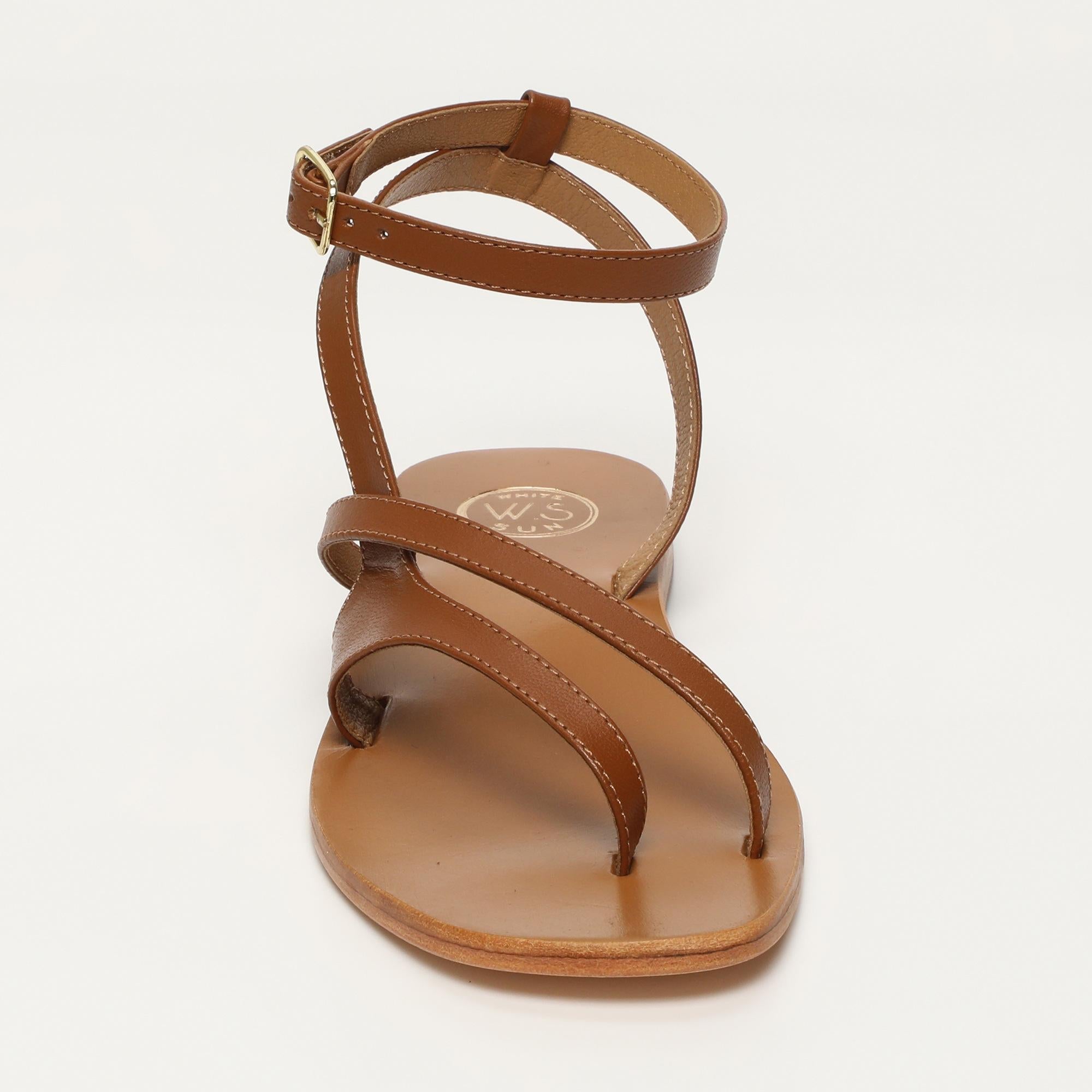 TINLEY sandales entre doigt bracelet de cheville en cuir camel