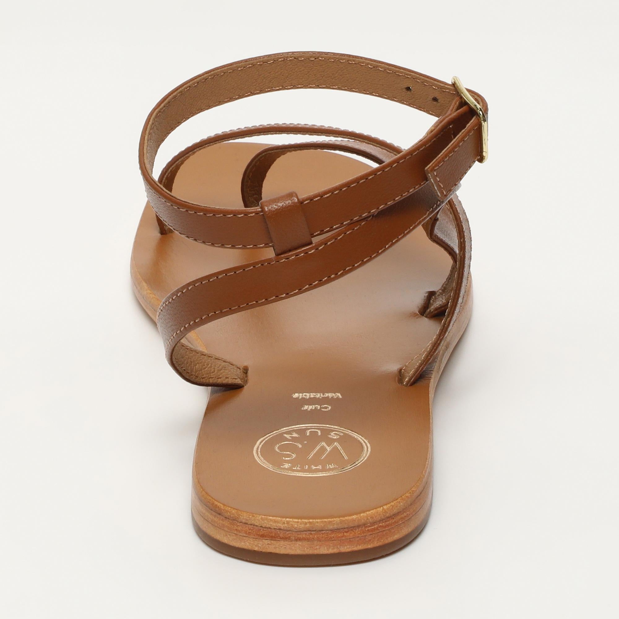 TINLEY sandales entre doigt bracelet de cheville en cuir camel