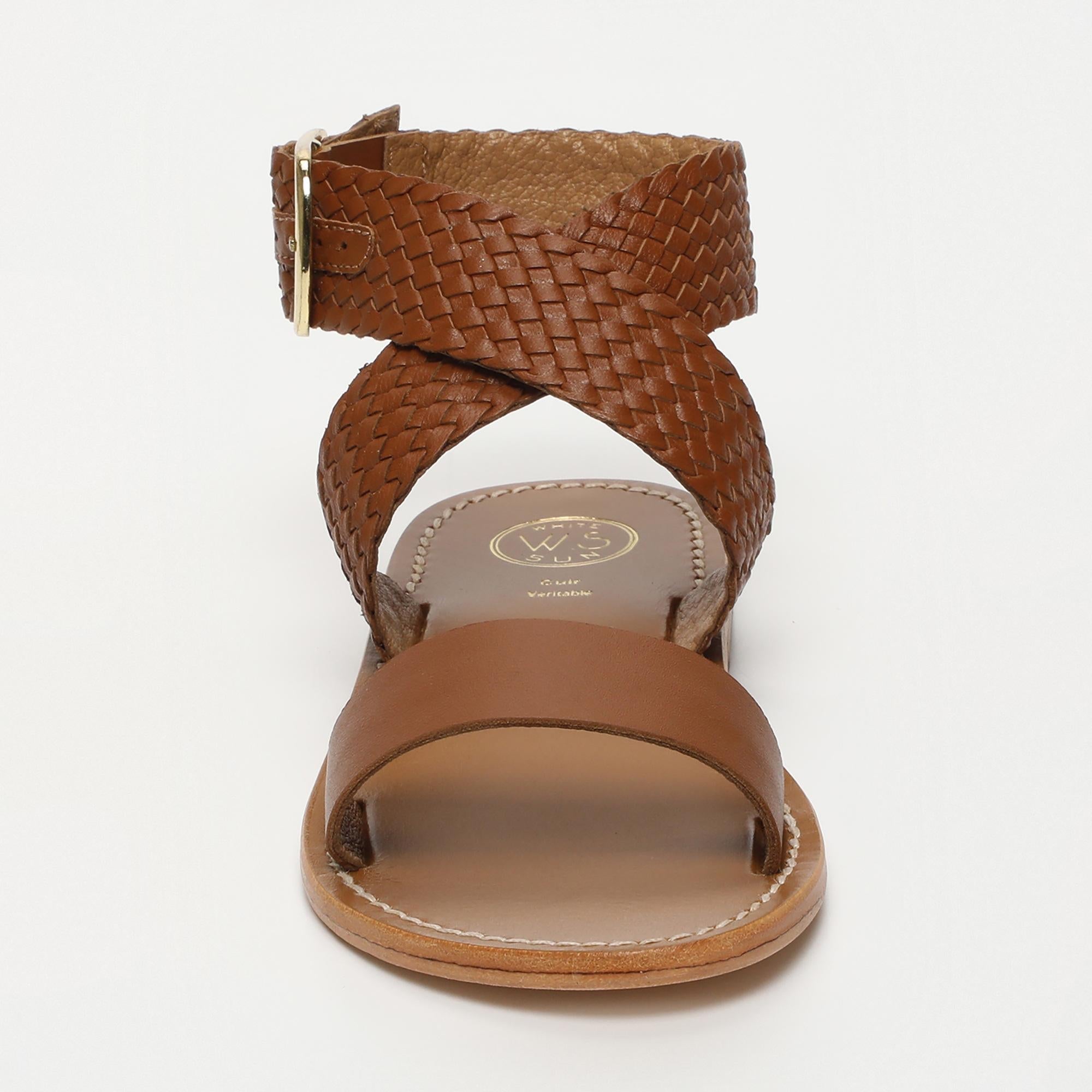 TINSLEY sandales tresse en cuir camel