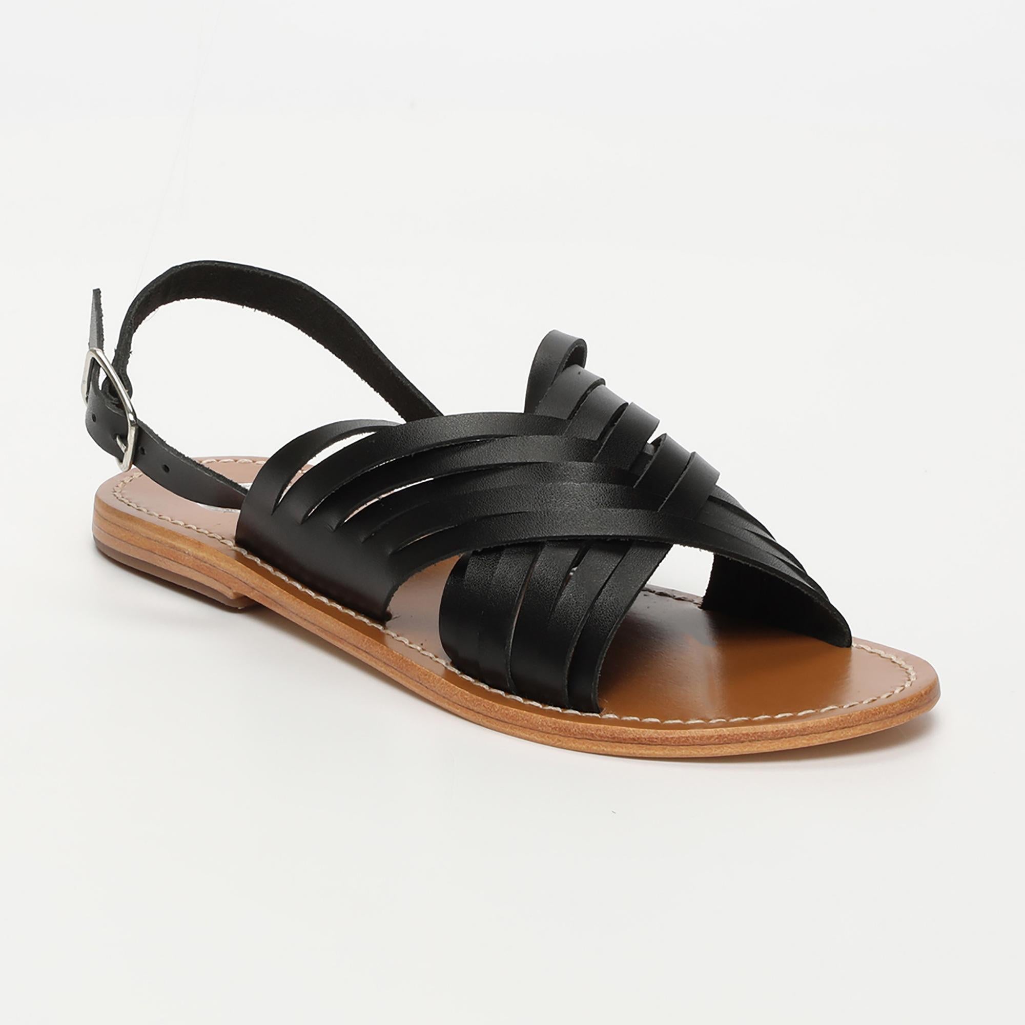 TRINITY sandales en cuir noir