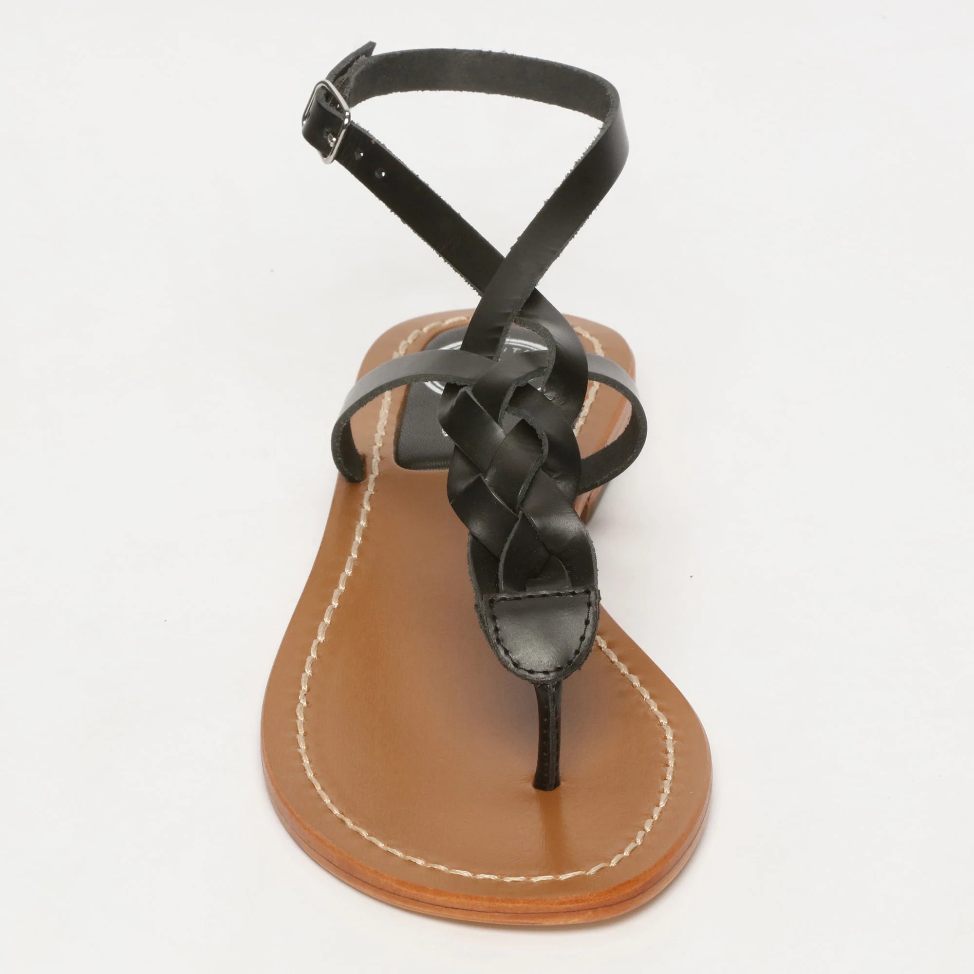 MENTA sandales entre-doigts en cuir noir