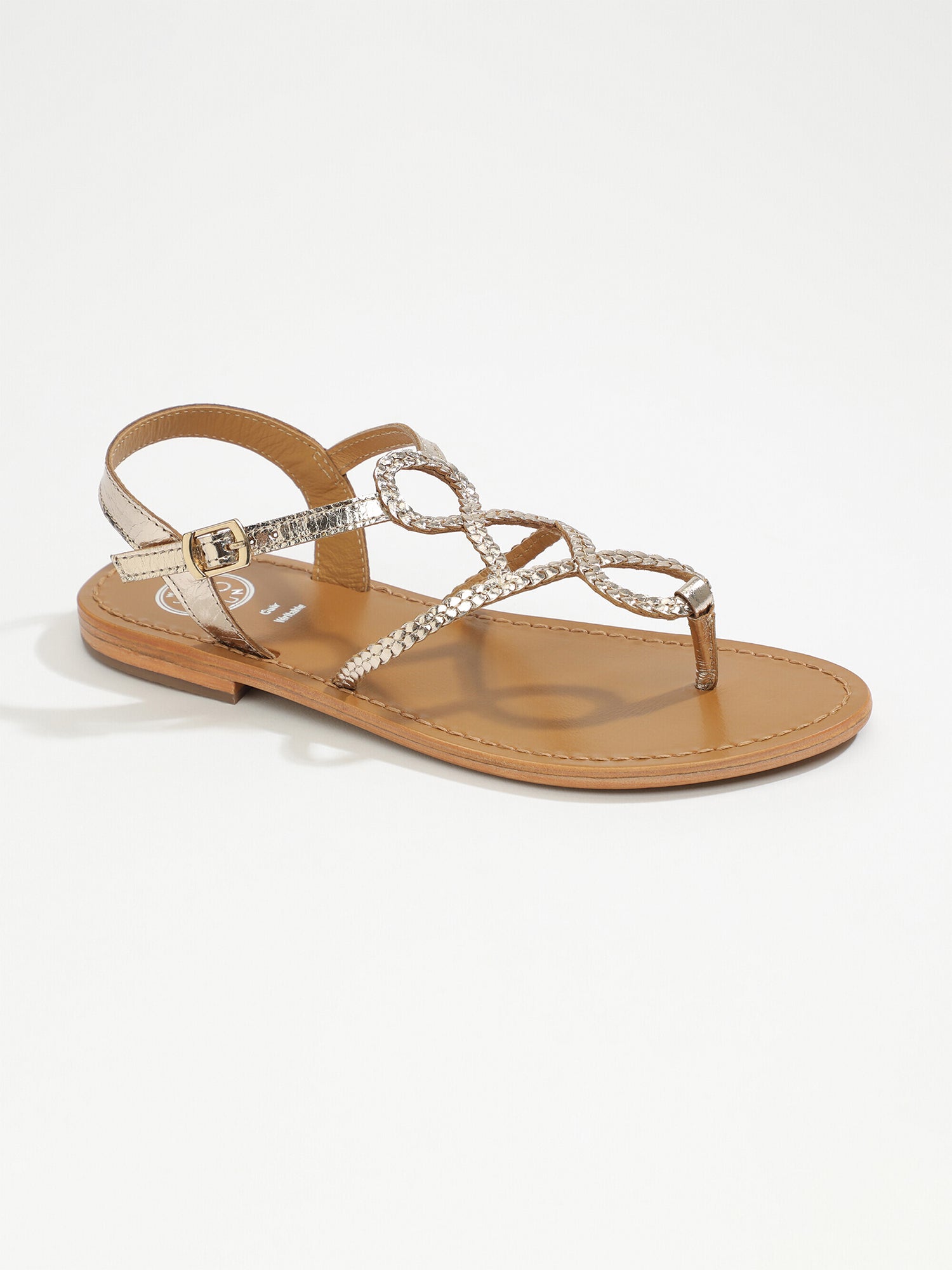 AREIA sandales entre doigt en cuir or