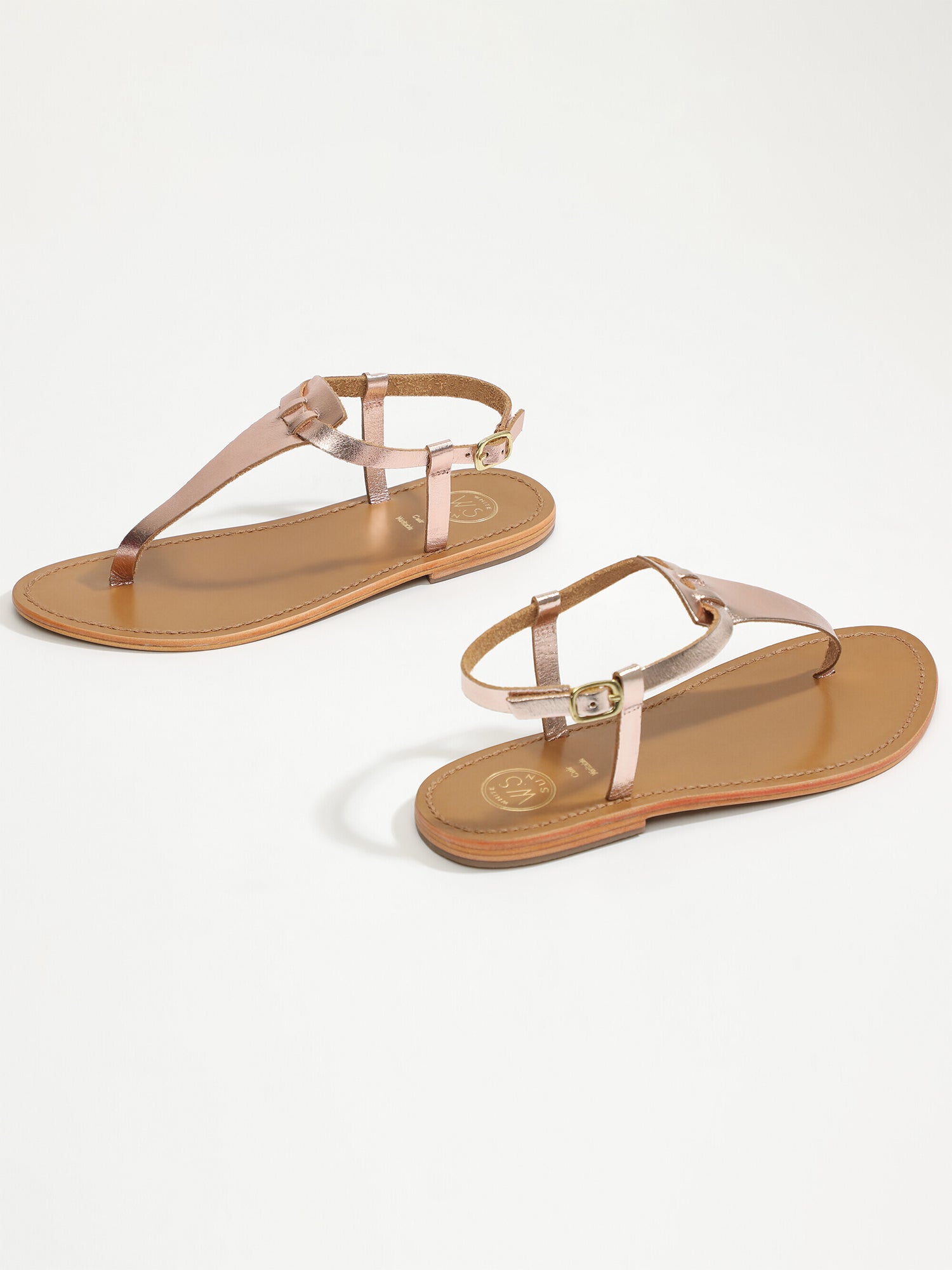 BULLA sandales entre doigt en cuir or rose