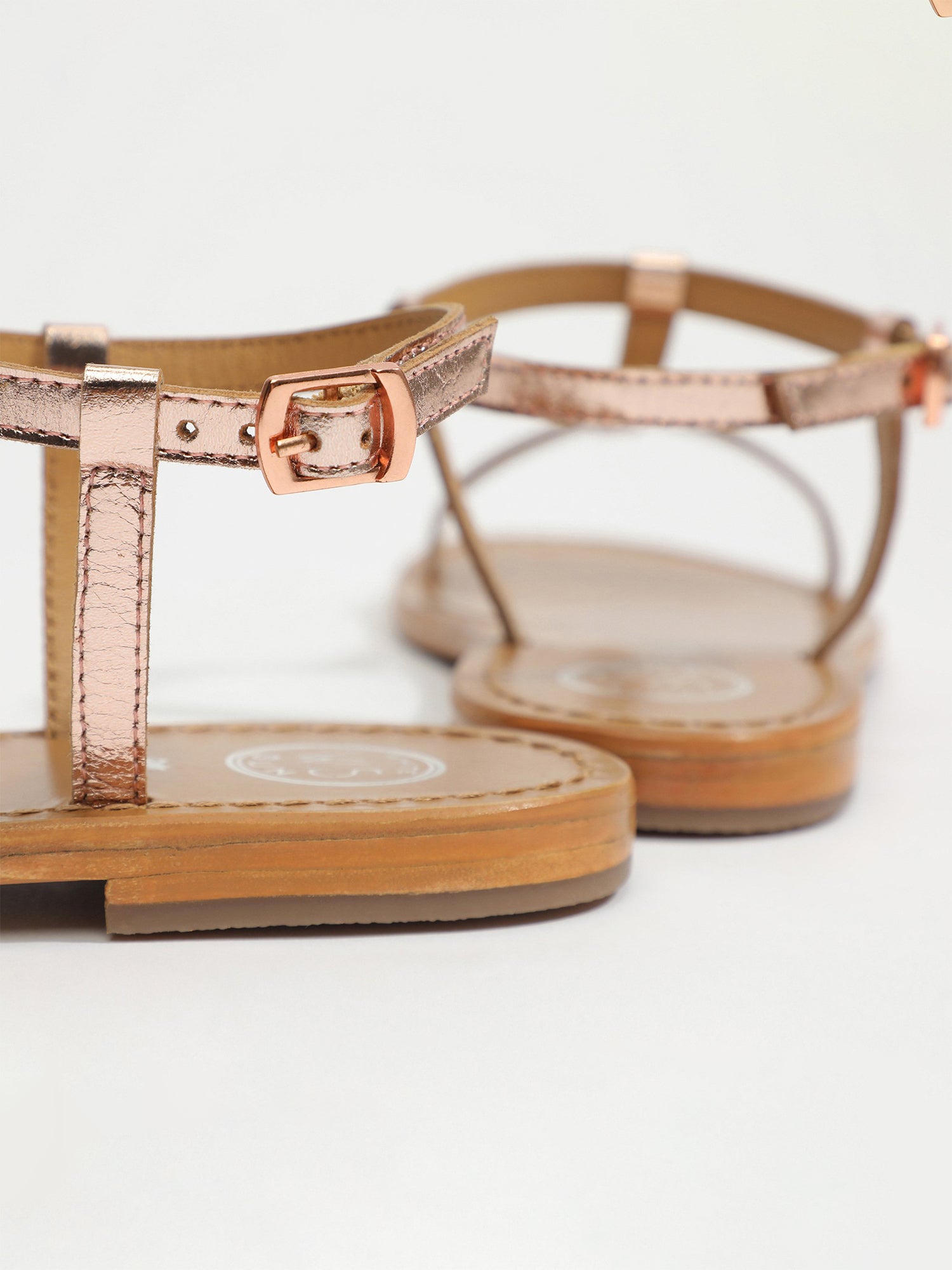 LAGORN sandales en cuir or rose