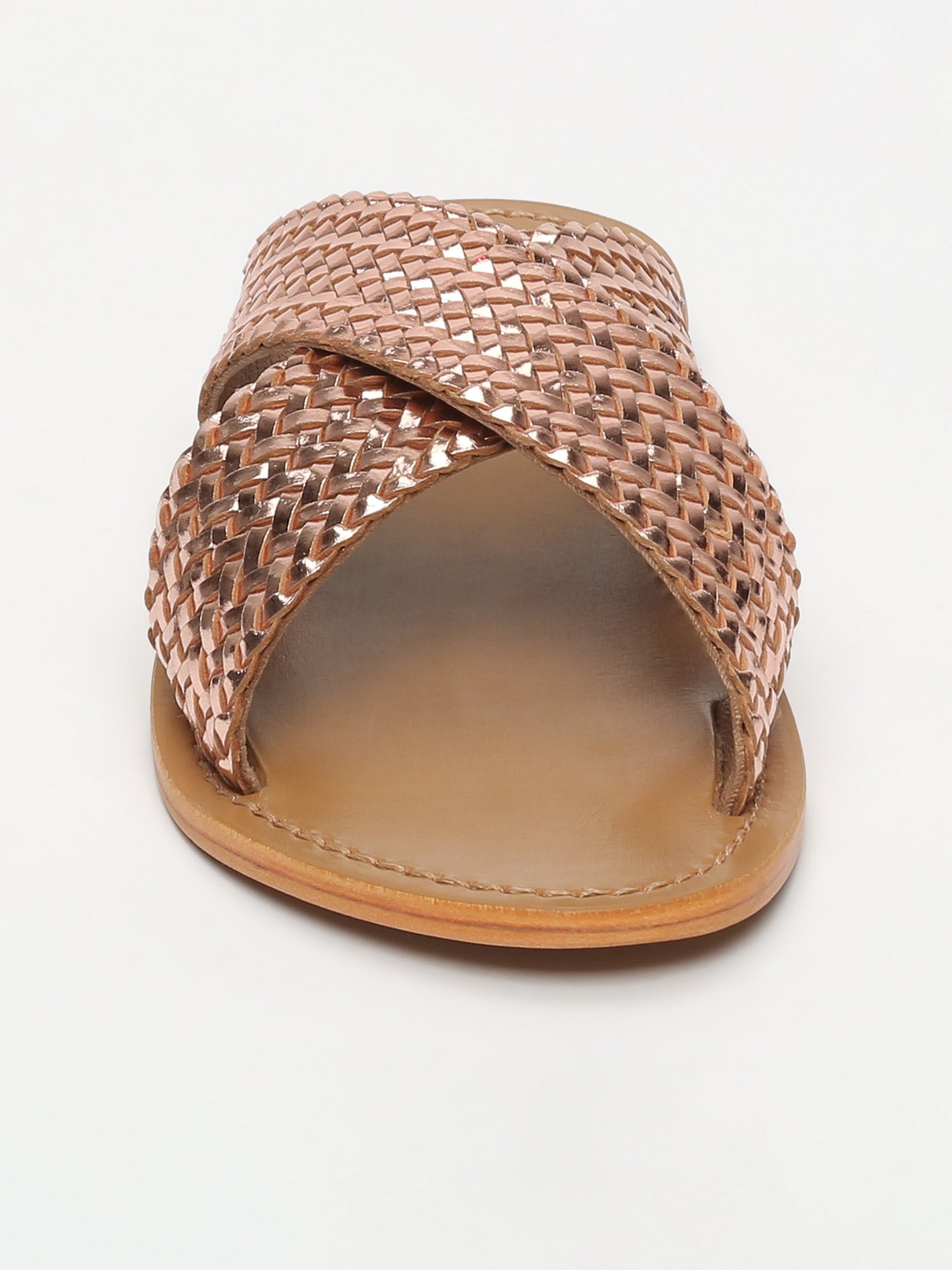 MALVARROSA mules tresse en cuir or rose