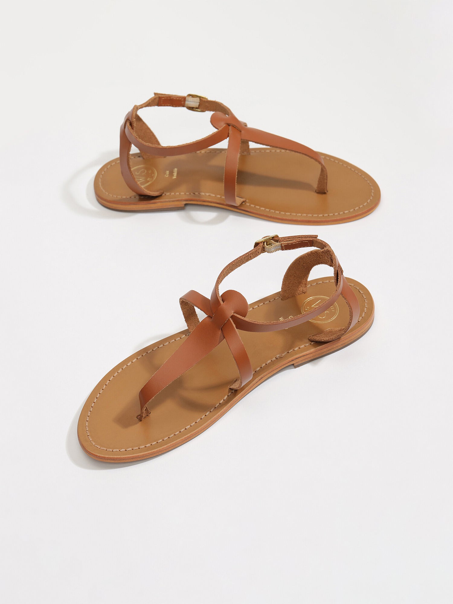 HARPA sandales entre doigt en cuir camel
