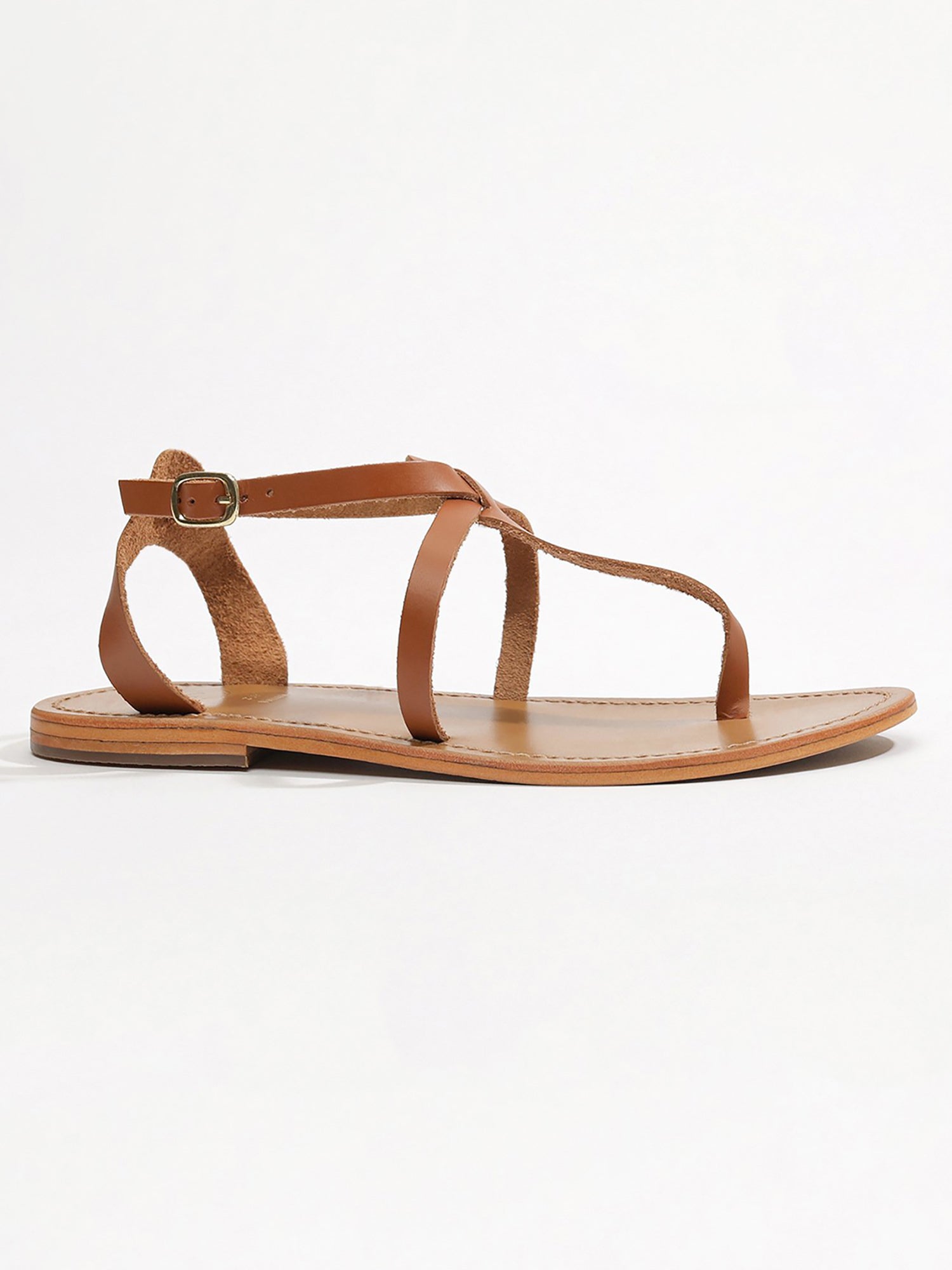 HARPA sandales entre doigt en cuir camel