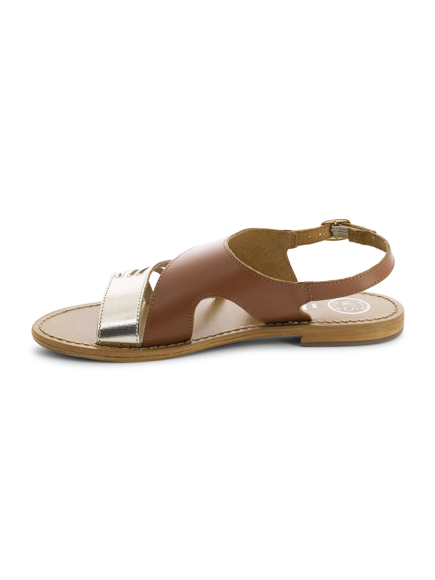 ETHELDA sandales fantaisie en cuir camel et or