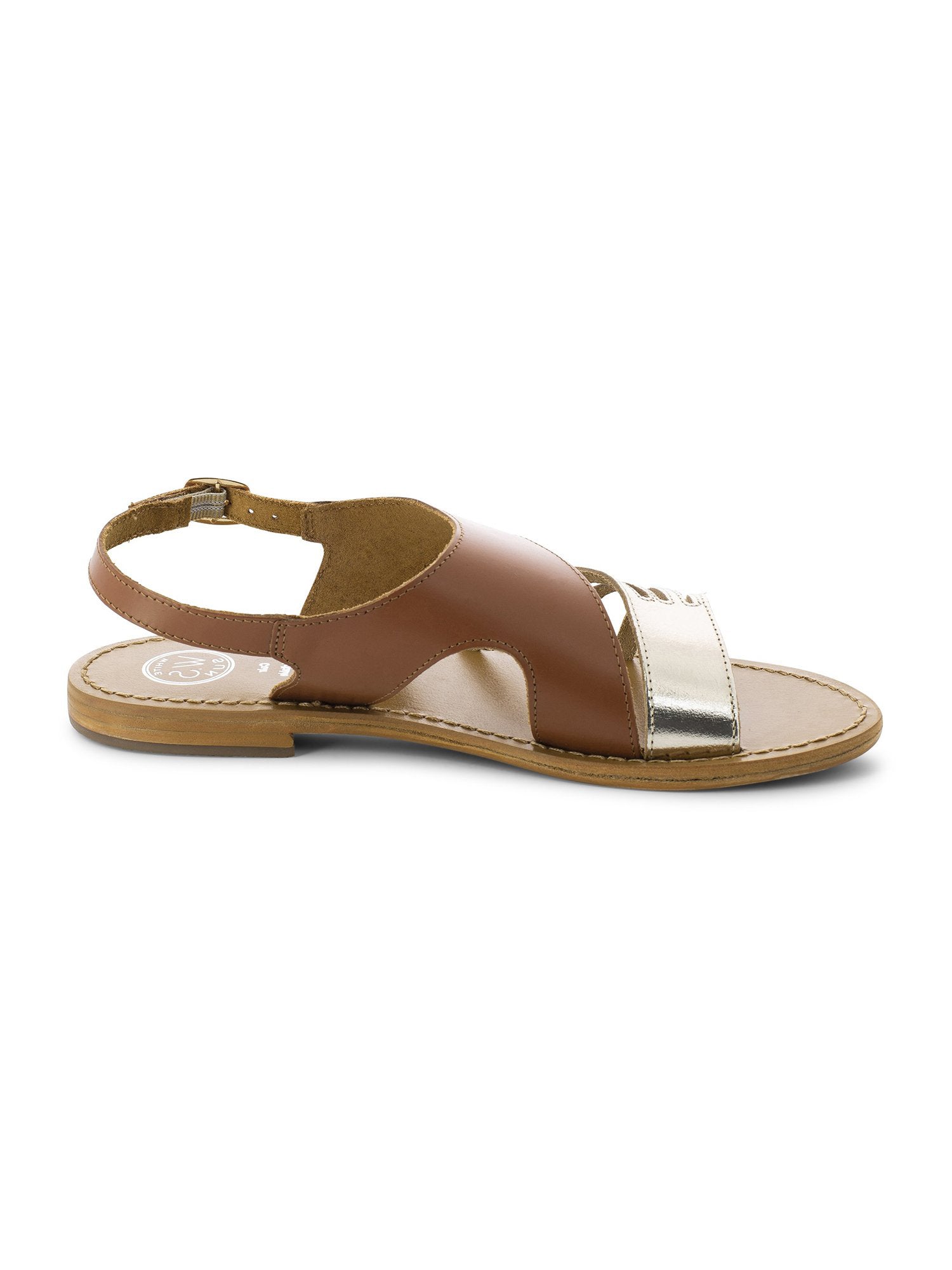 ETHELDA sandales fantaisie en cuir camel et or
