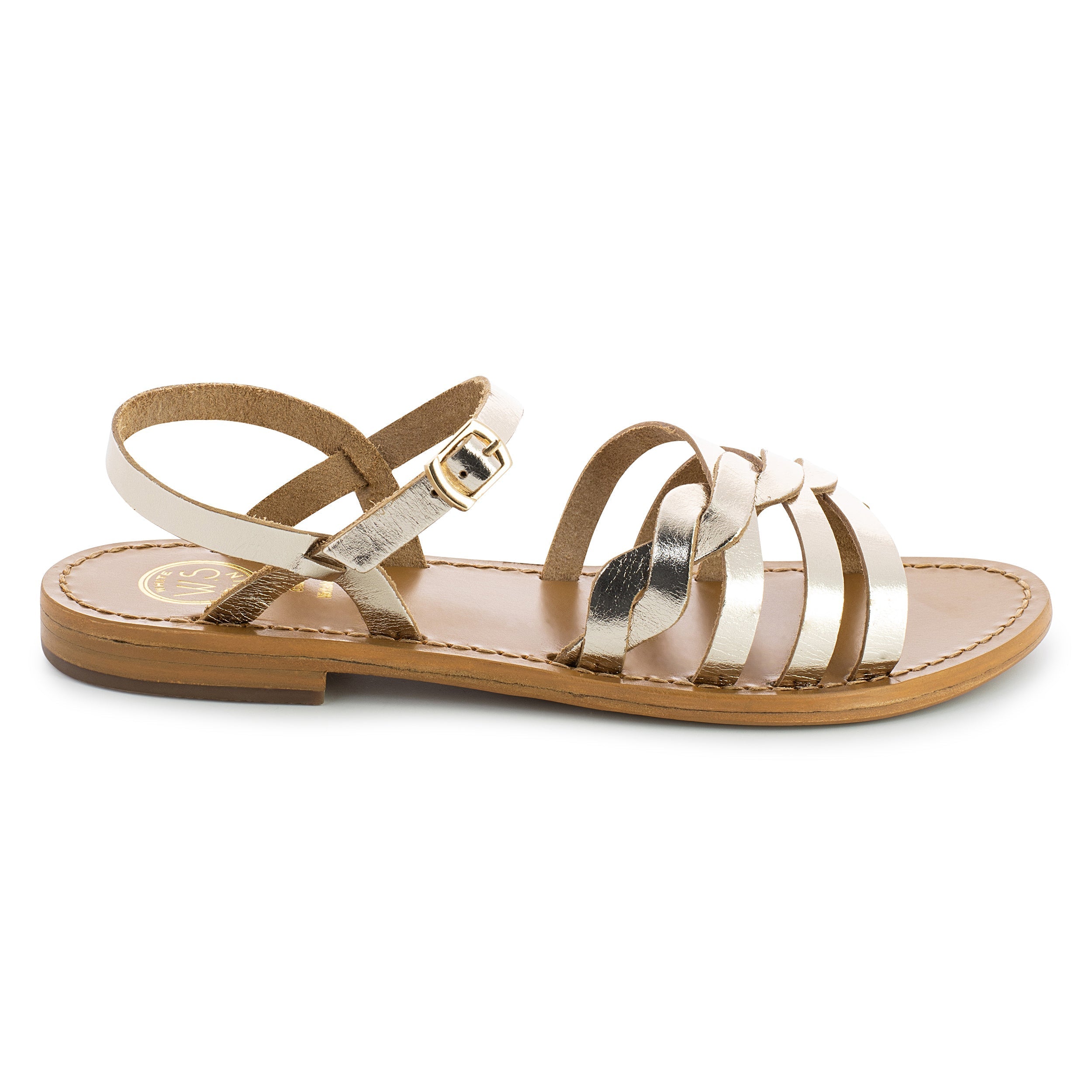RUBRA sandales en cuir or clair