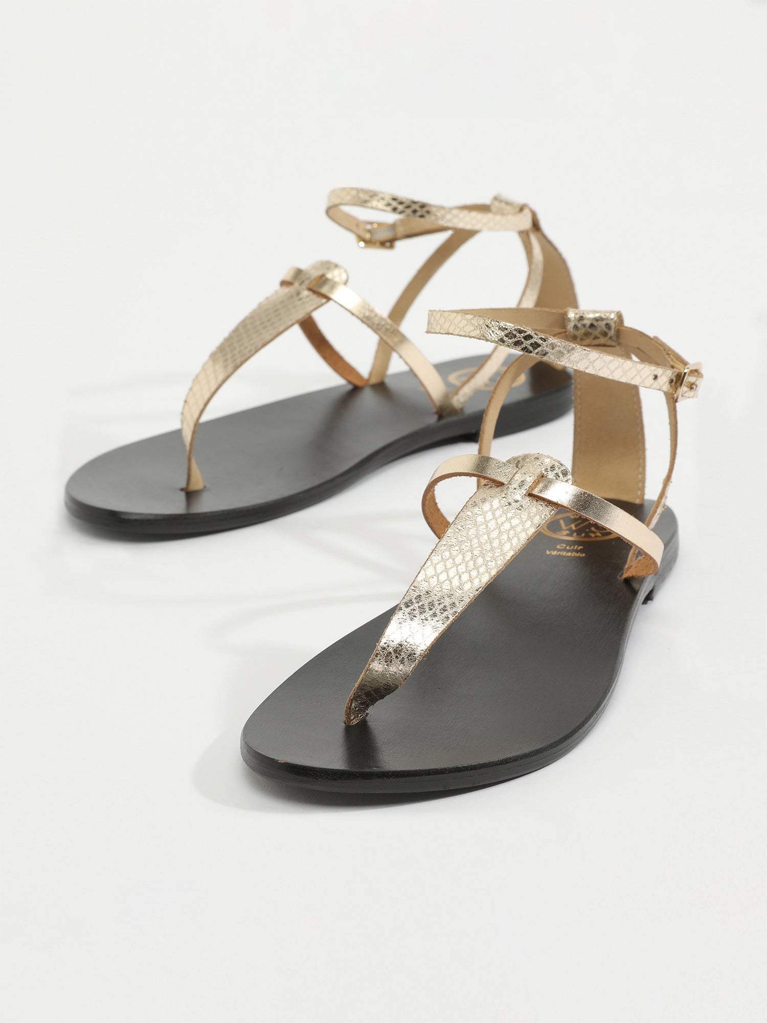 LINAELLE sandales en cuir or