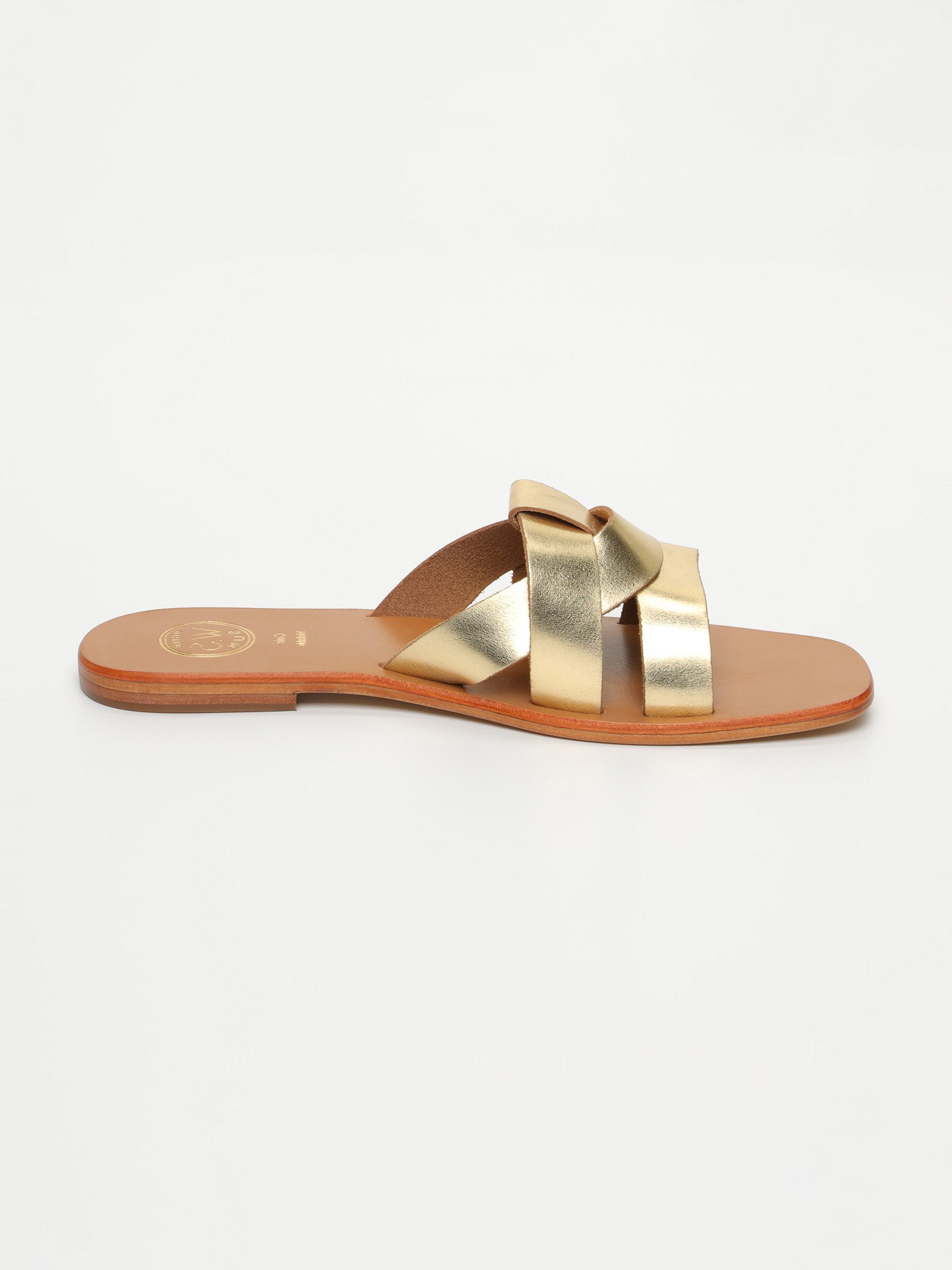 NOHAM mules en cuir or foncé
