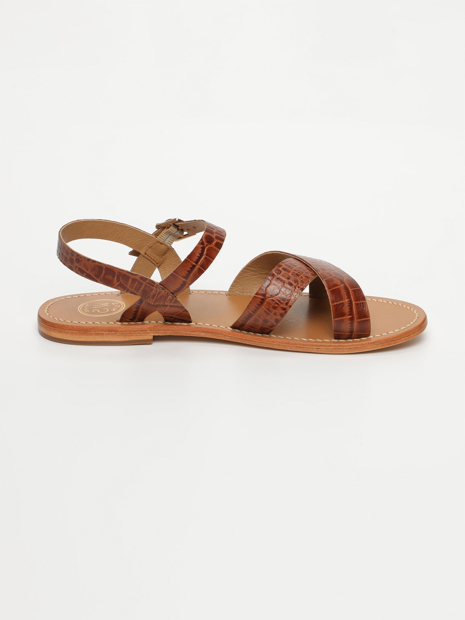 ENEYA sandales en cuir croco brun