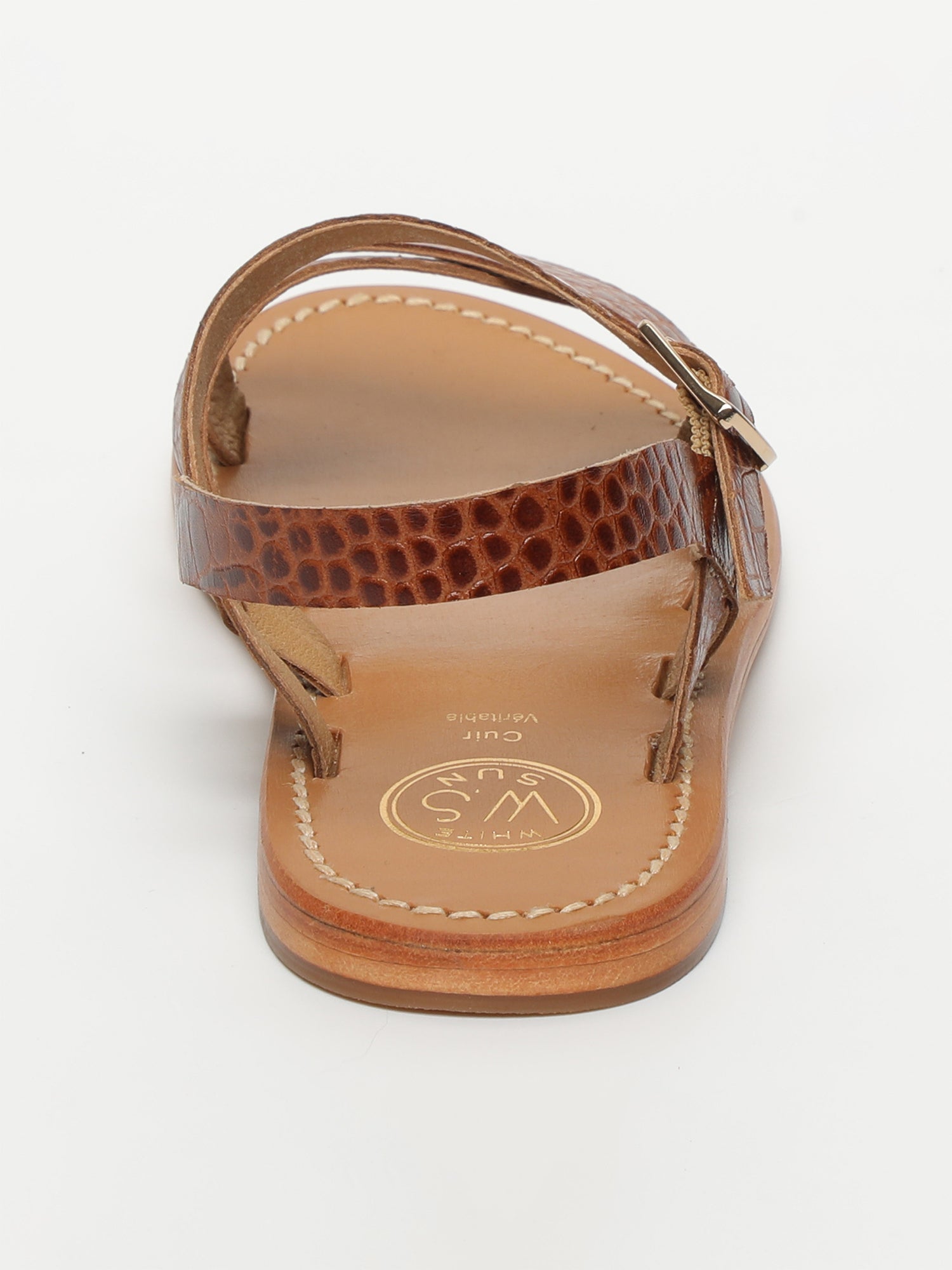ENEYA sandales en cuir croco brun