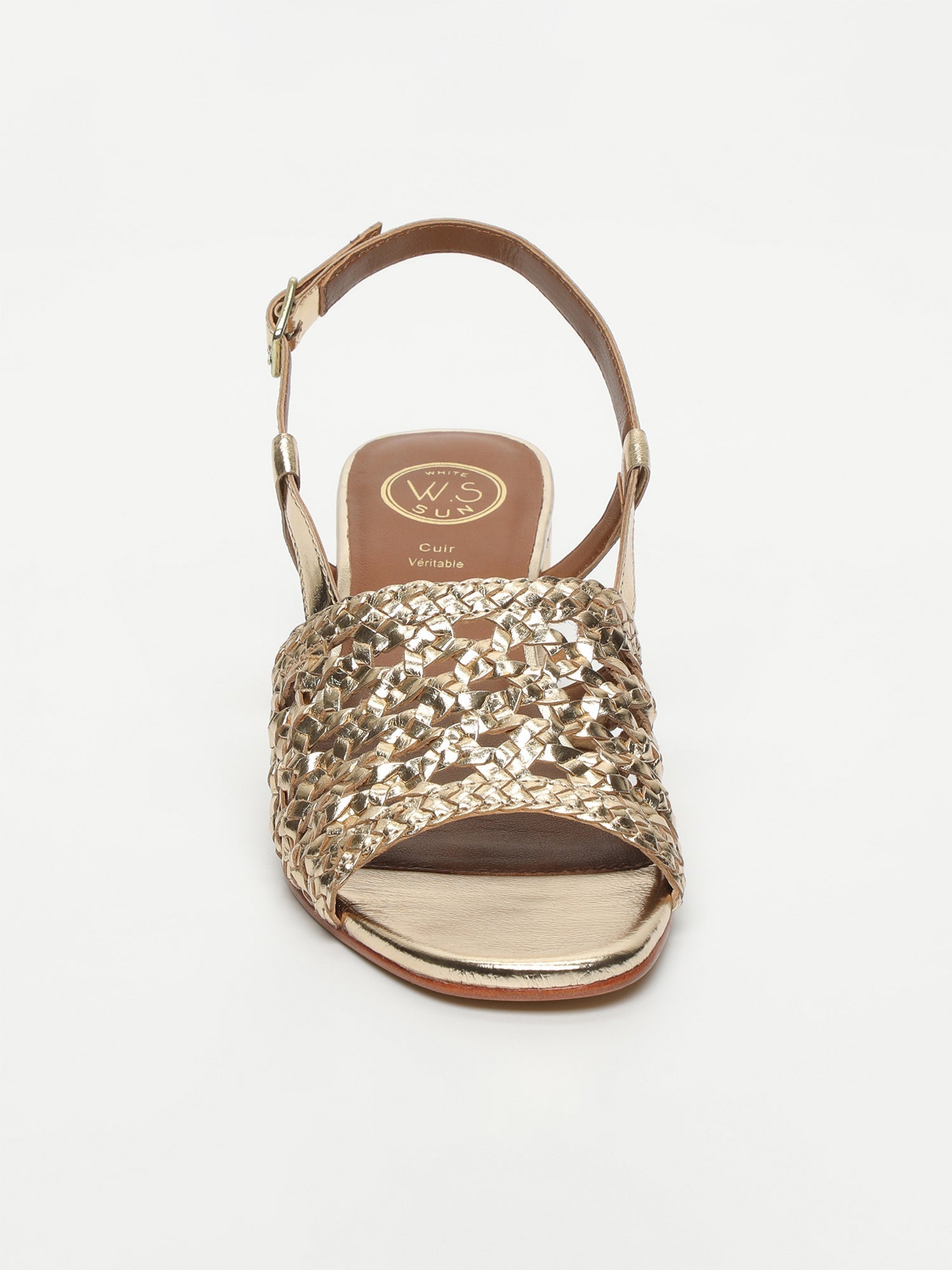 EMMY sandales talon tresse en cuir or