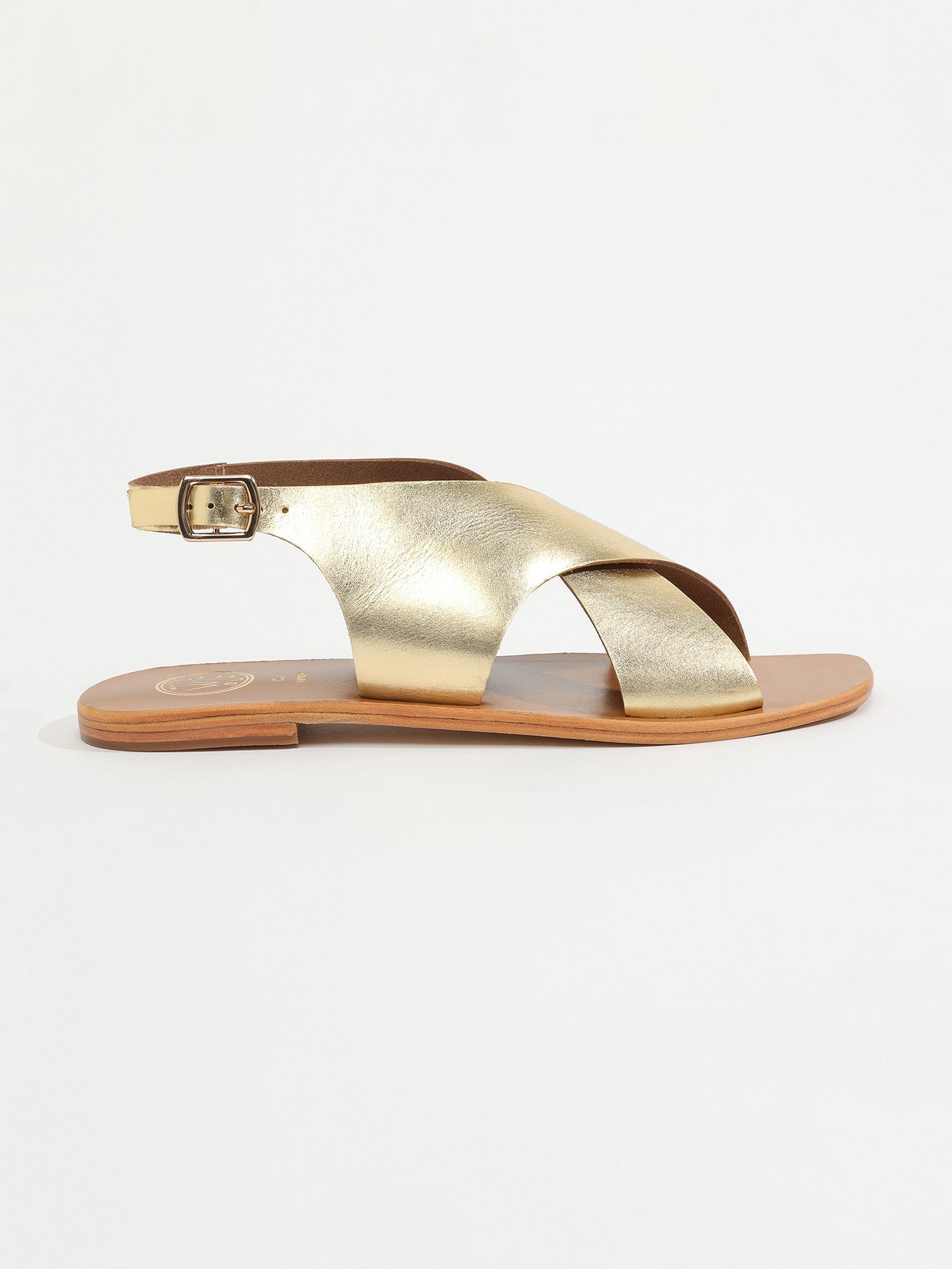 MAWALTER sandales en cuir or foncé