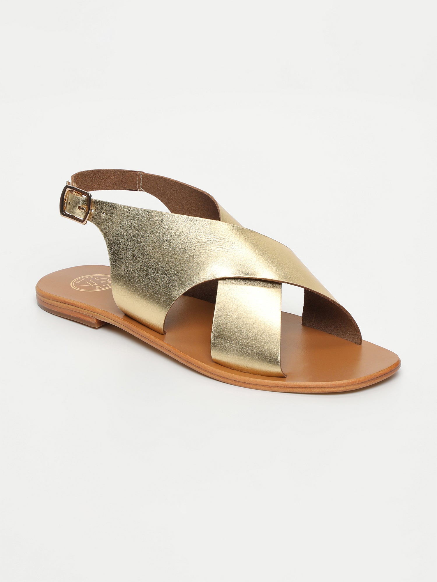 MAWALTER sandales en cuir or foncé