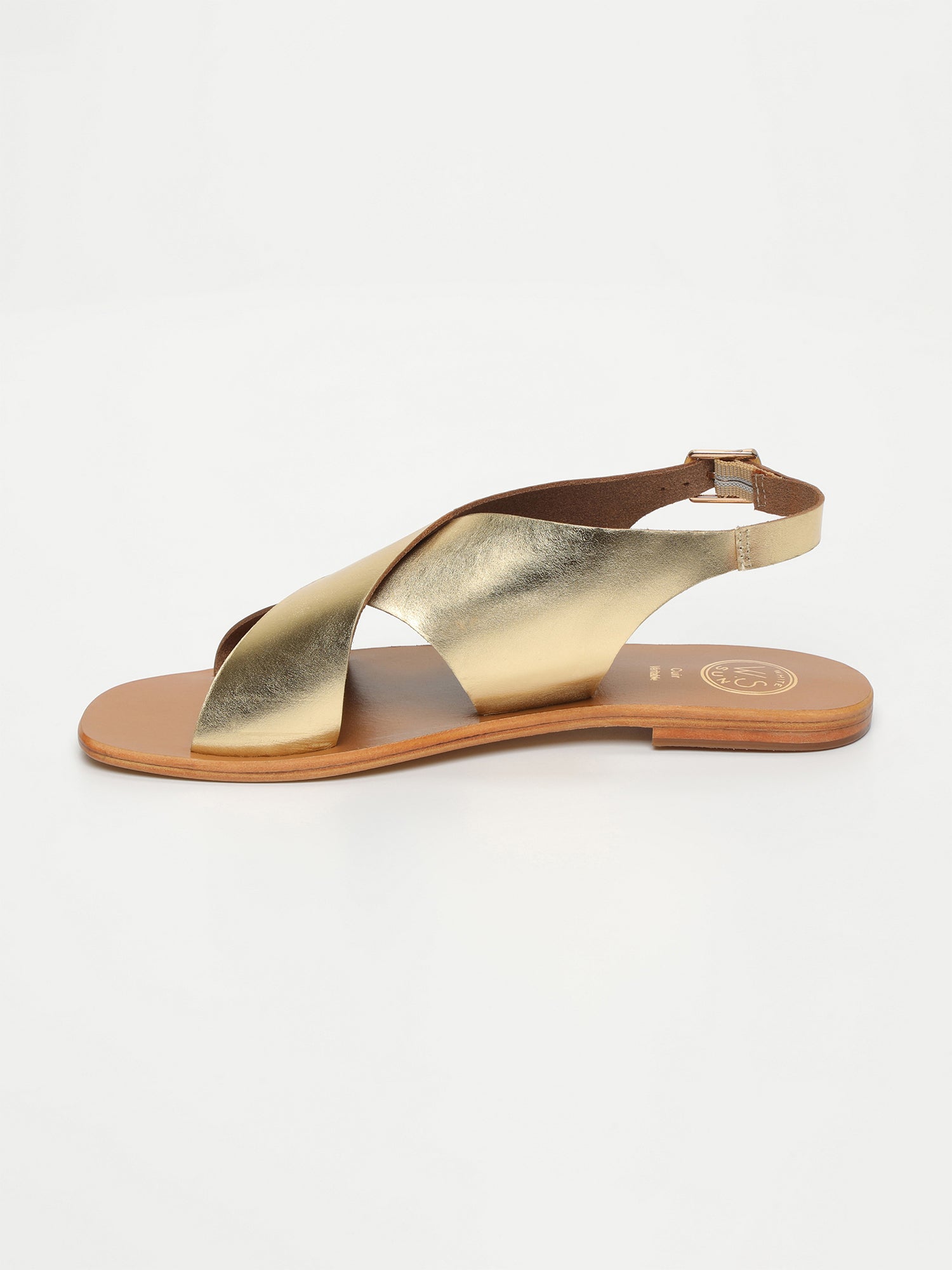 MAWALTER sandales en cuir or foncé