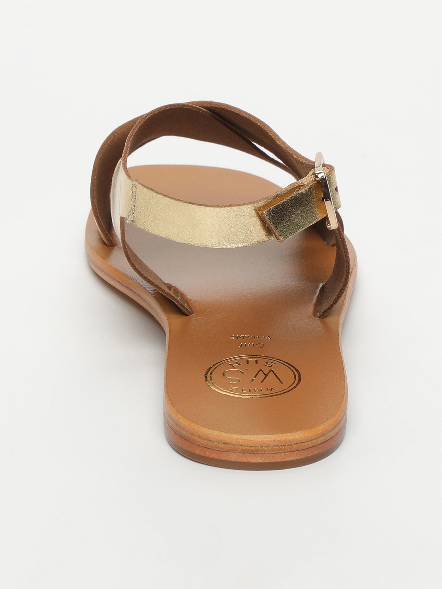 MAWALTER sandales en cuir or foncé