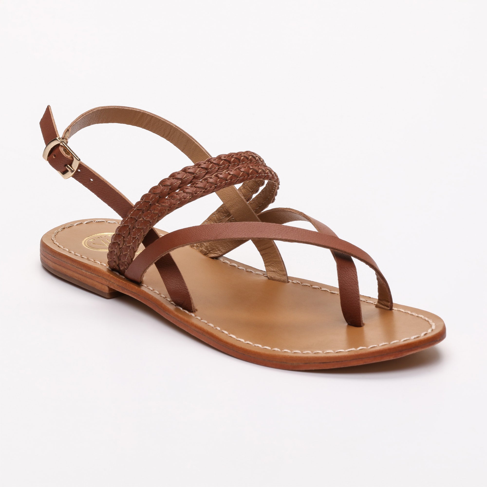 VANILLAE sandales entre doigt en cuir camel